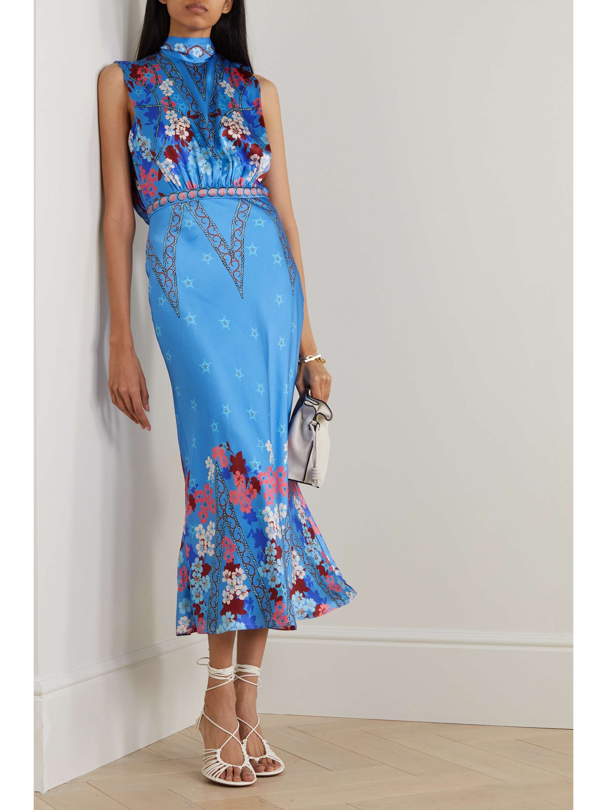 SALONI Fleur printed silk-satin midi dress | NET-A-PORTER