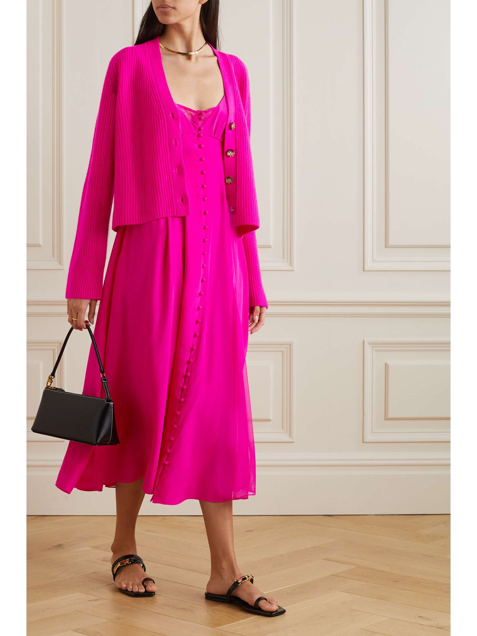 LA LIGNE Paulina silkcharmeuse midi dress NETAPORTER