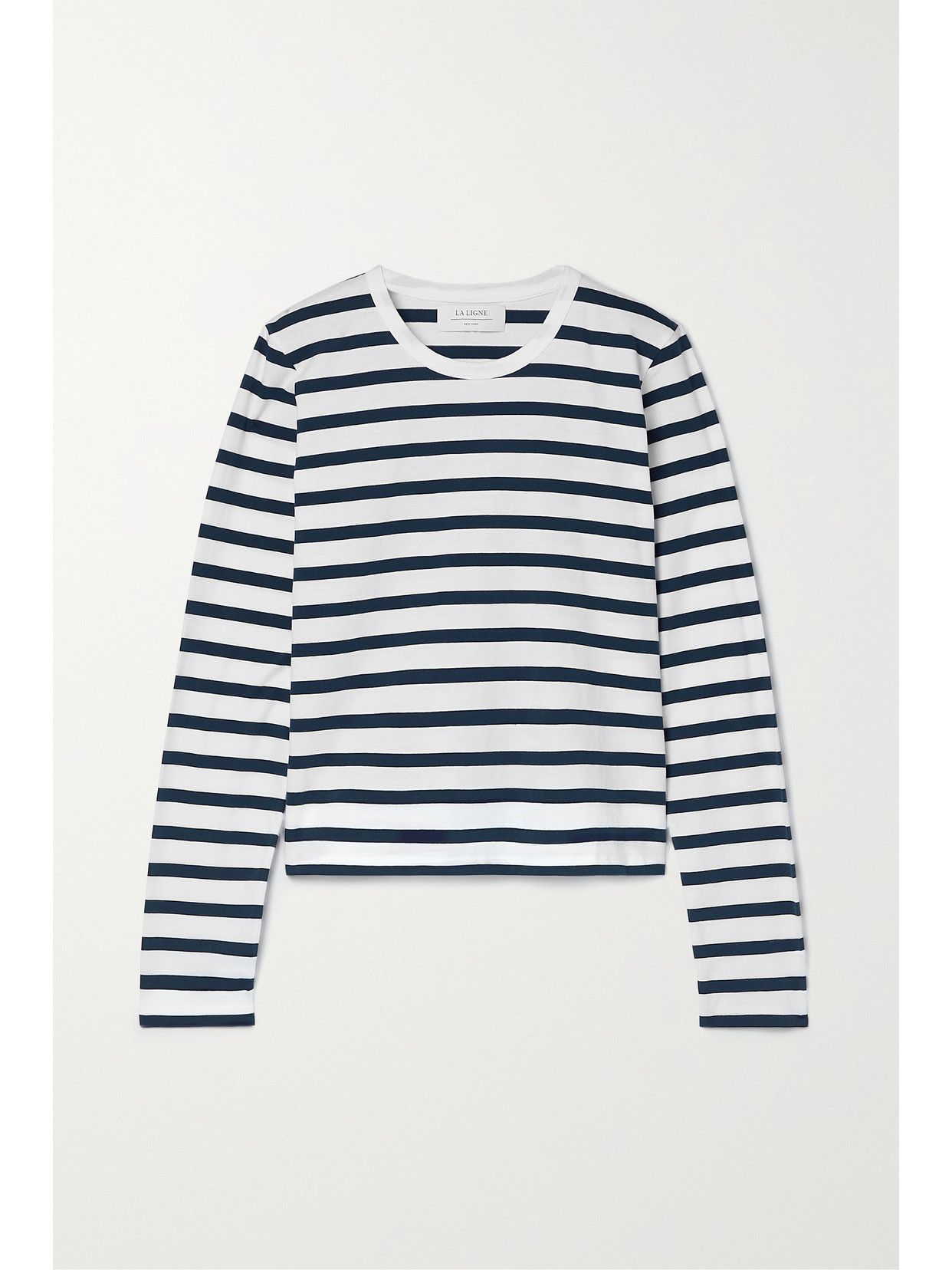 La Ligne - Davie Striped Cotton-jersey Top - White