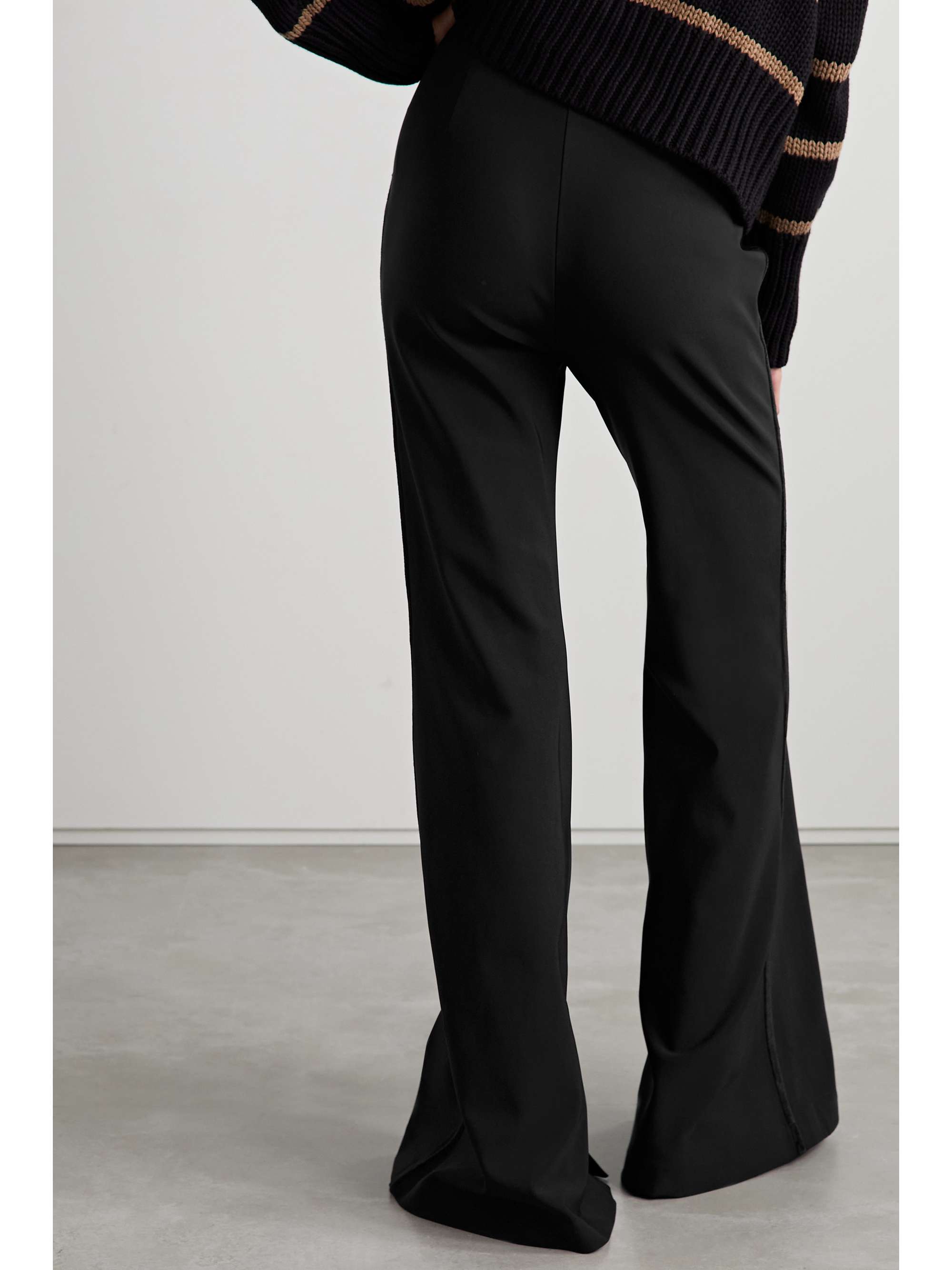 LA LIGNE Velvet-trimmed stretch-cady flared pants