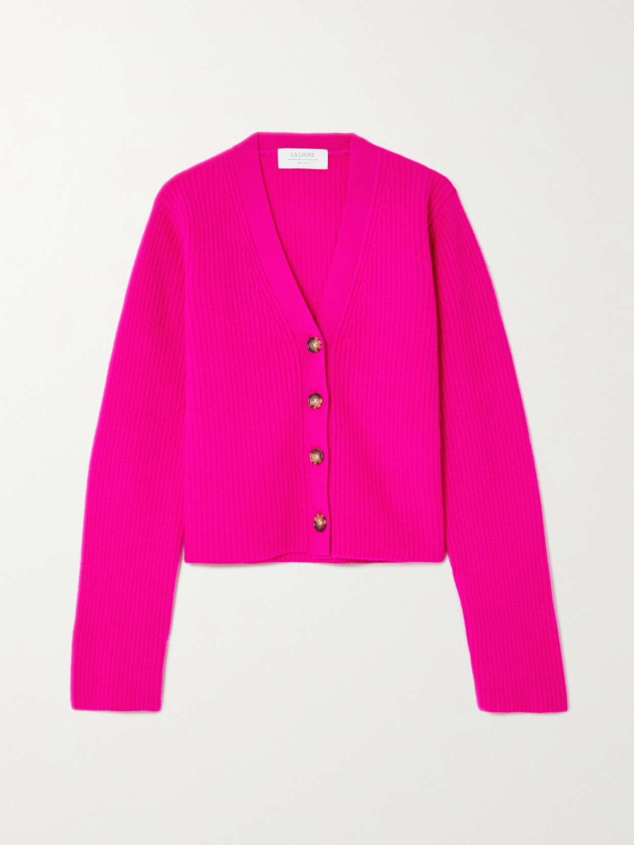 La Ligne - Ribbed Cashmere Cardigan - Pink