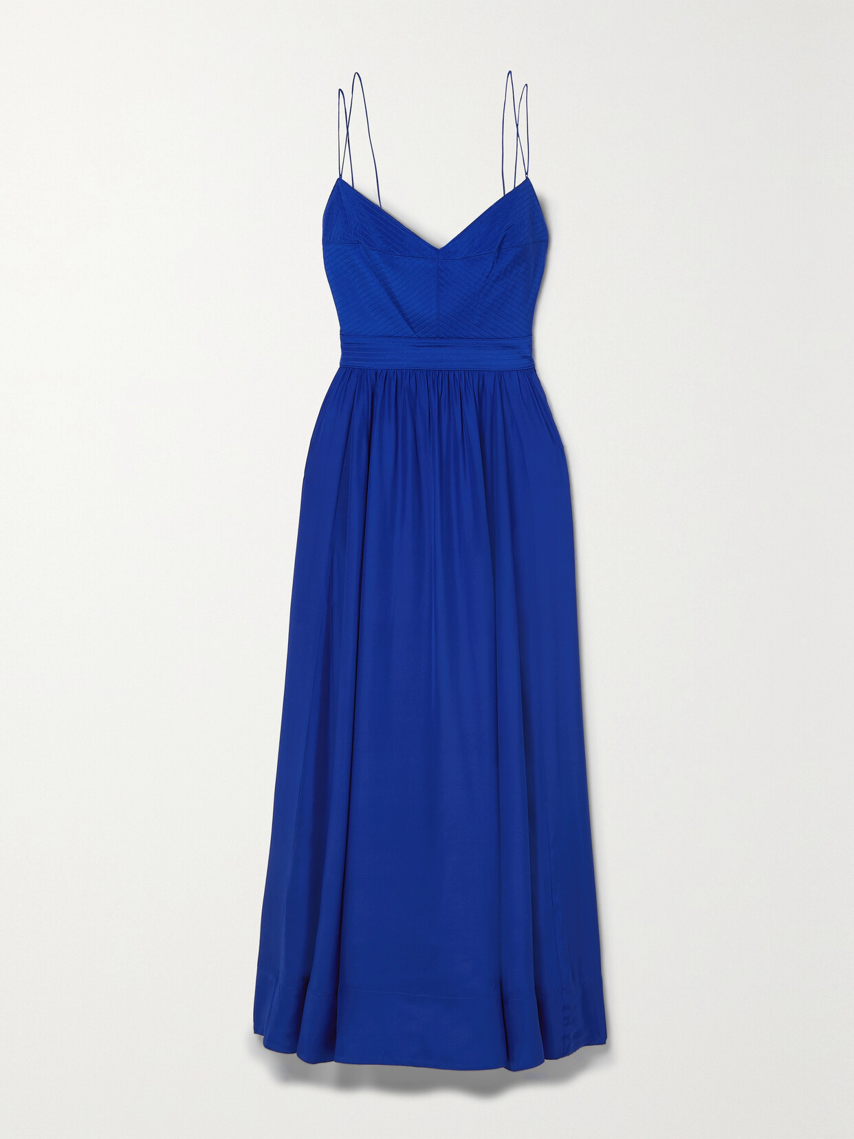 La Ligne - Tracy Shirred Silk Maxi Dress - Blue