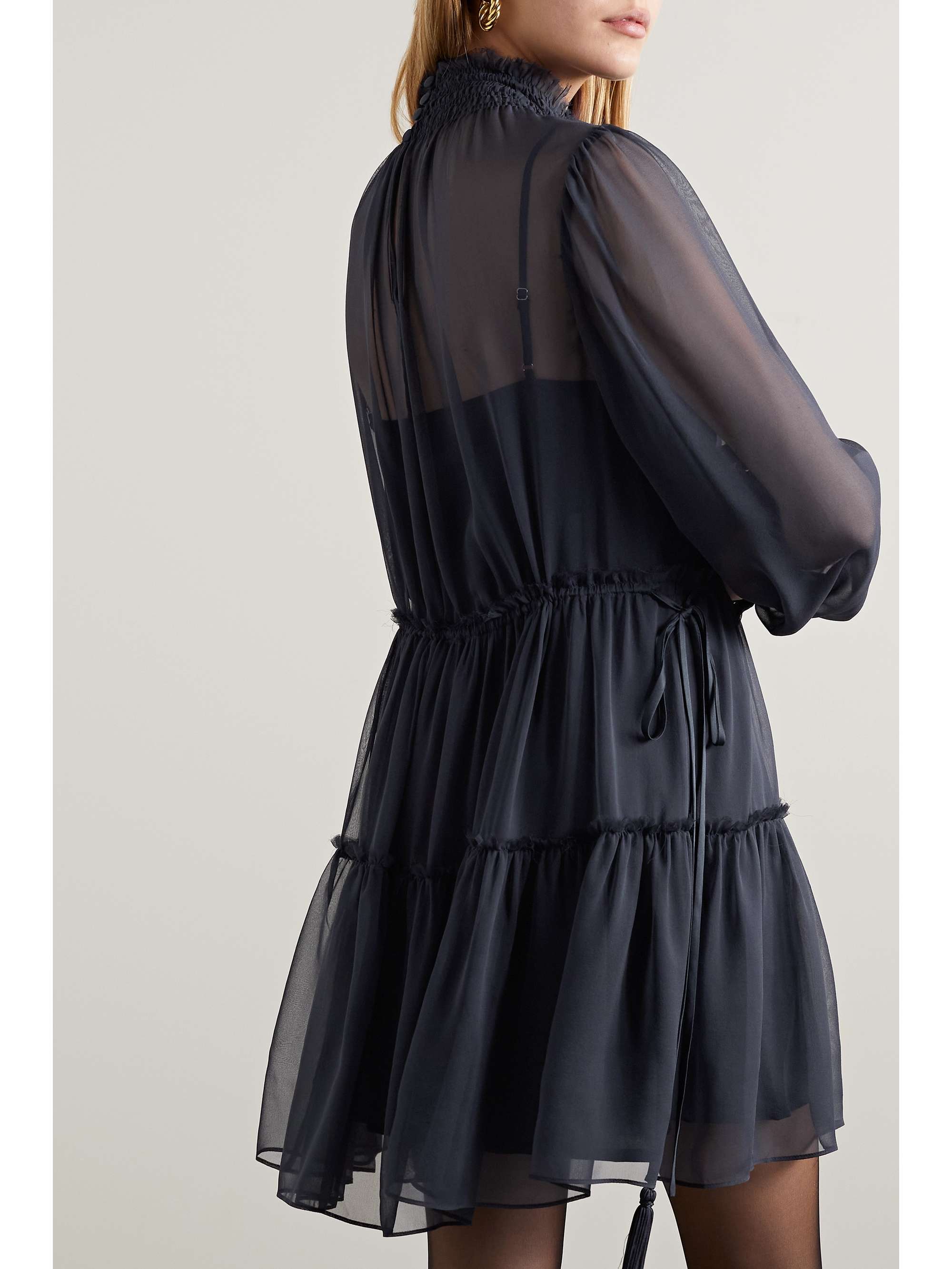 LA LIGNE Chiara tiered silk-chiffon and crepe de chine mini dress