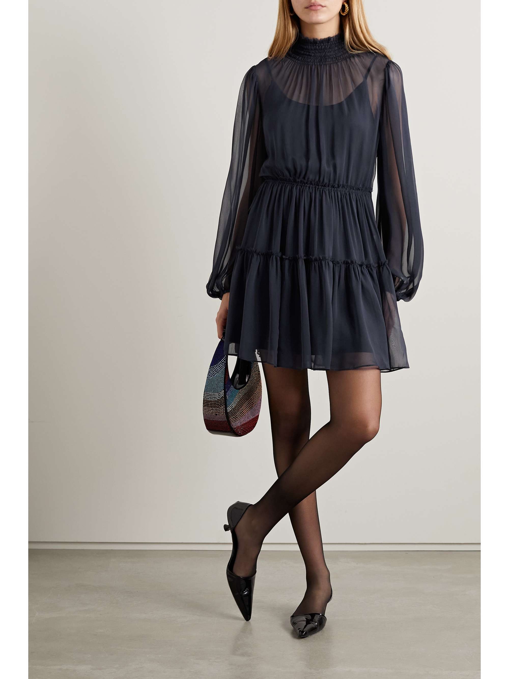 LA LIGNE Chiara tiered silk-chiffon and crepe de chine mini dress