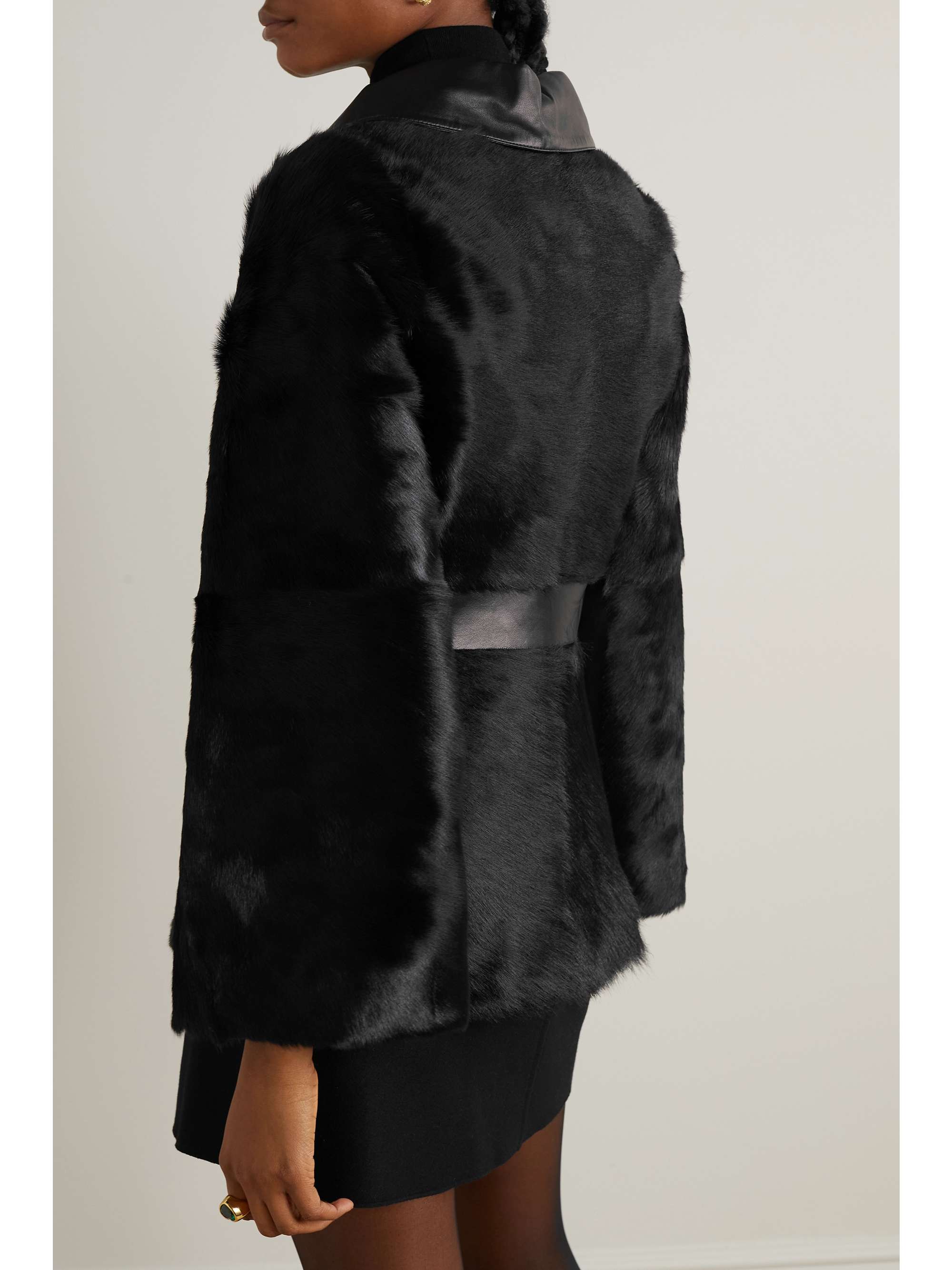 BY MALENE BIRGER Cloelle leather-trimmed calf hair jacket