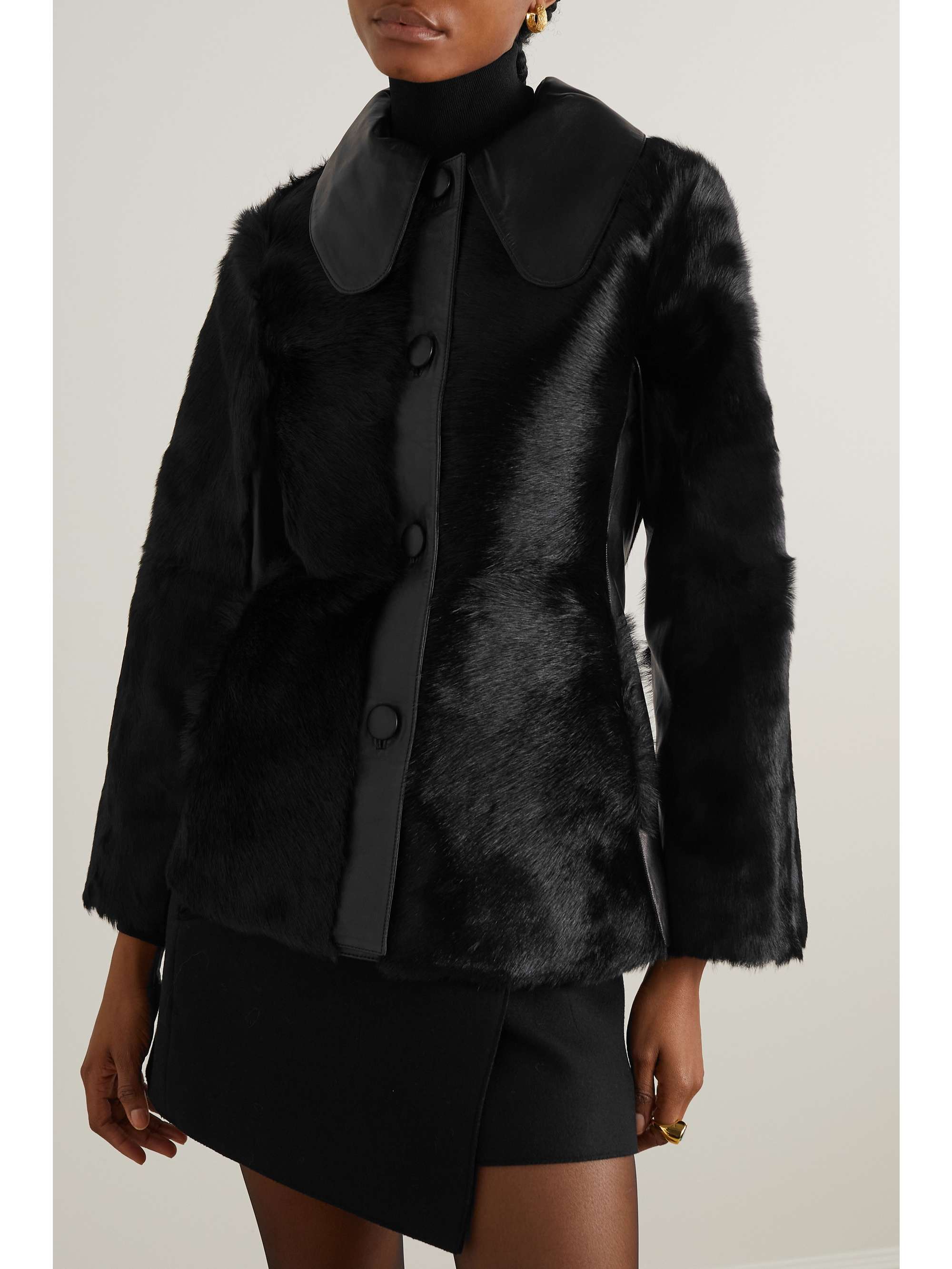BY MALENE BIRGER Cloelle leather-trimmed calf hair jacket