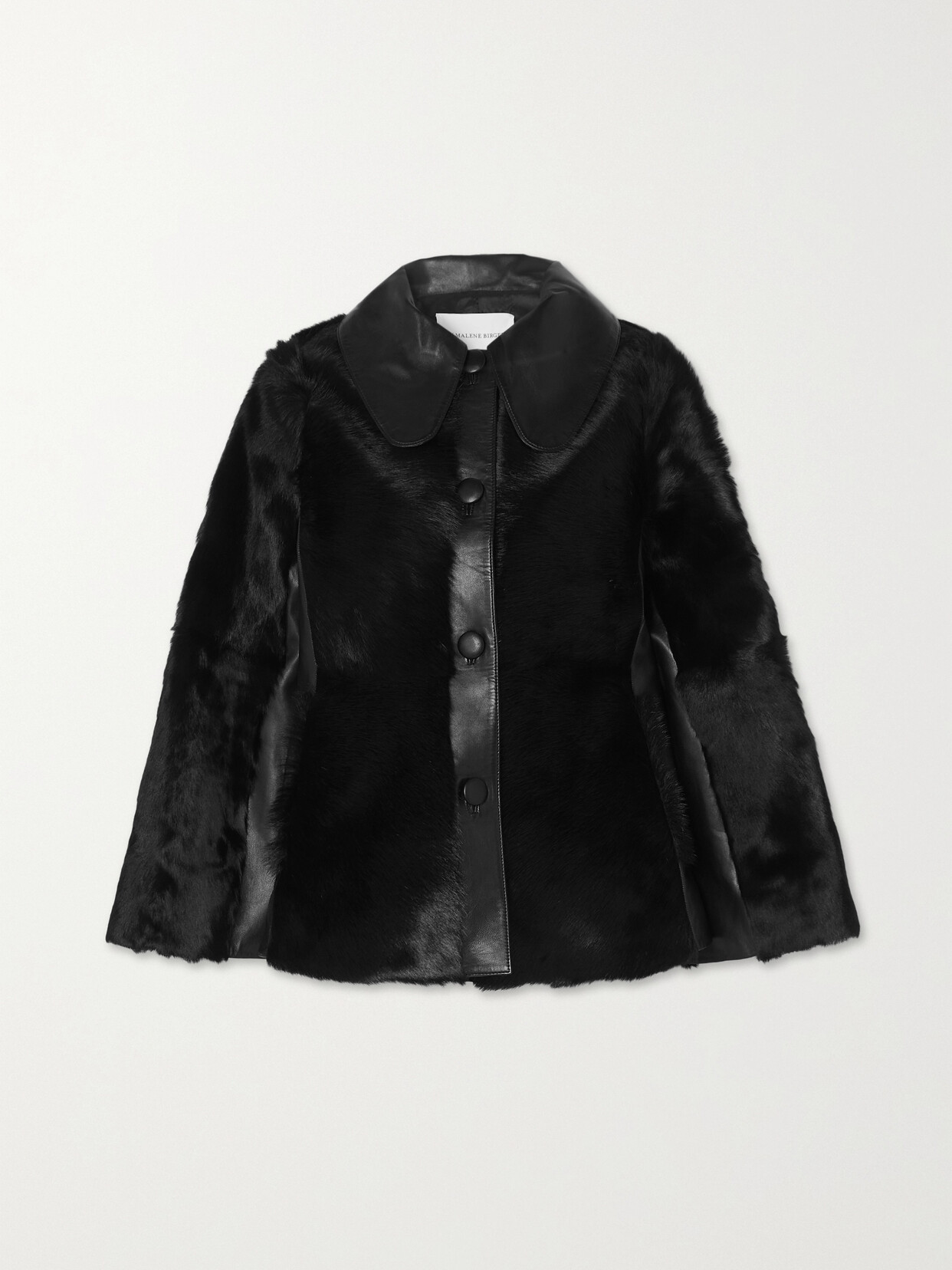 By Malene Birger - Cloelle Leather-trimmed Calf Hair Jacket - Black