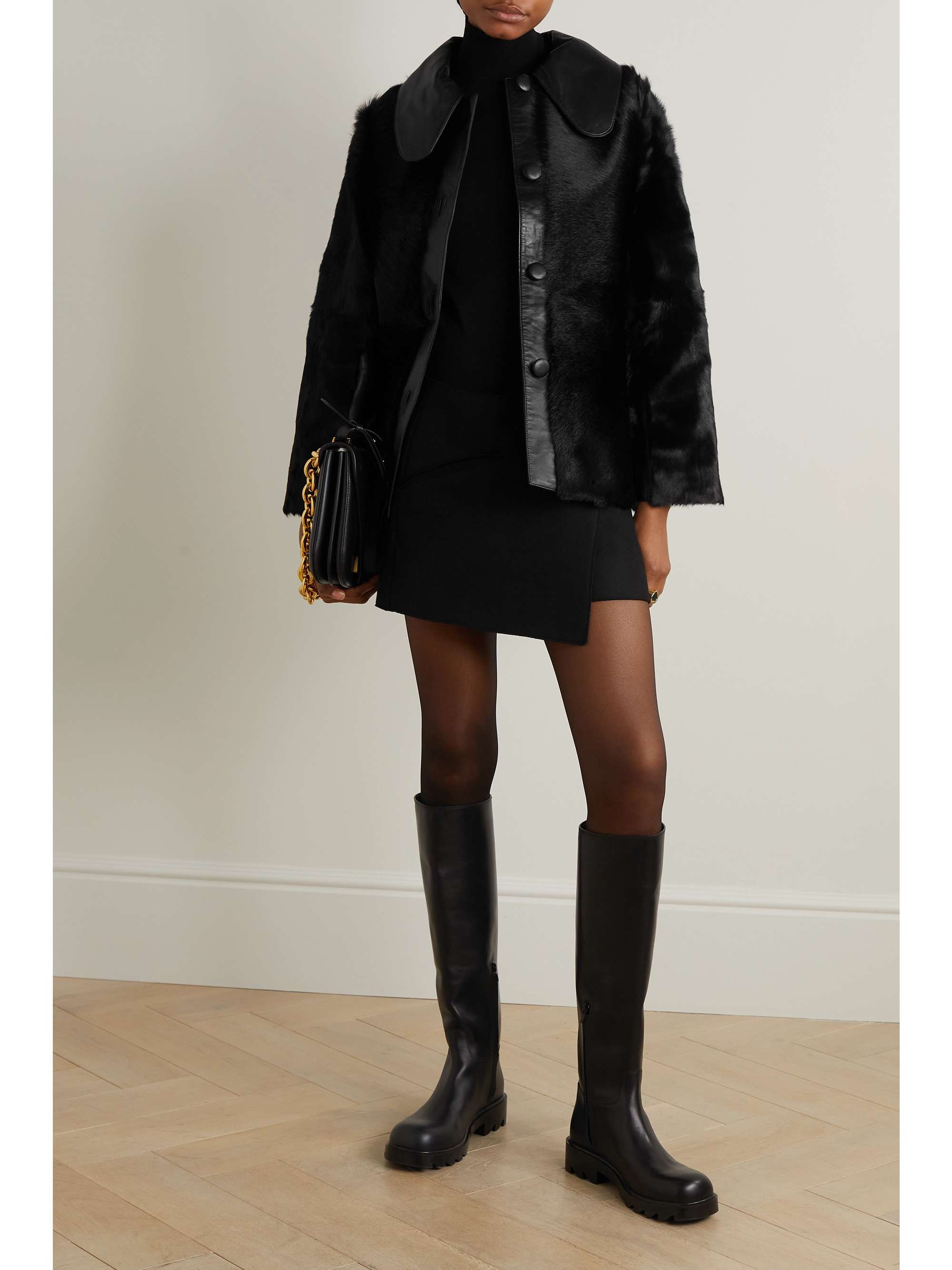 BY MALENE BIRGER Cloelle leather-trimmed calf hair jacket