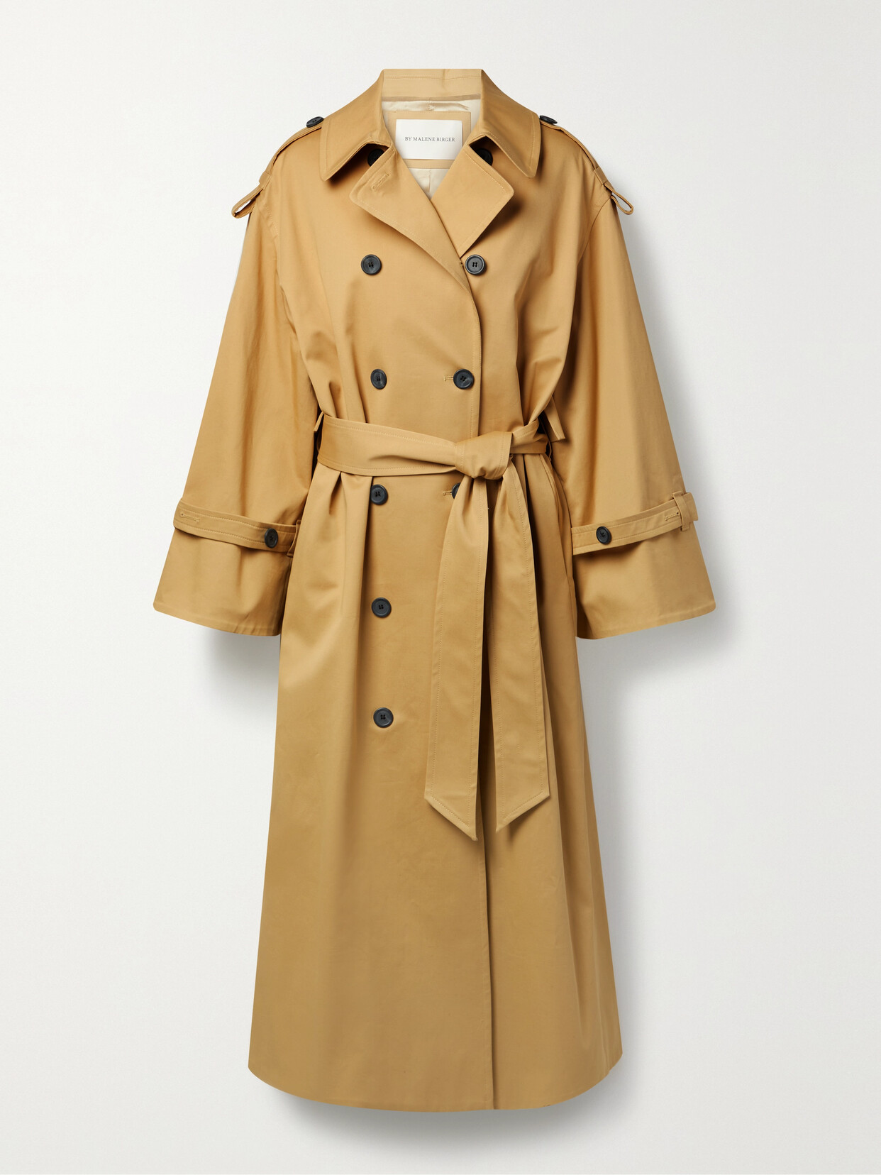 By Malene Birger - Alanis Oversized Double-breasted Organic Cotton-blend Twill Trench Coat - Neutrals