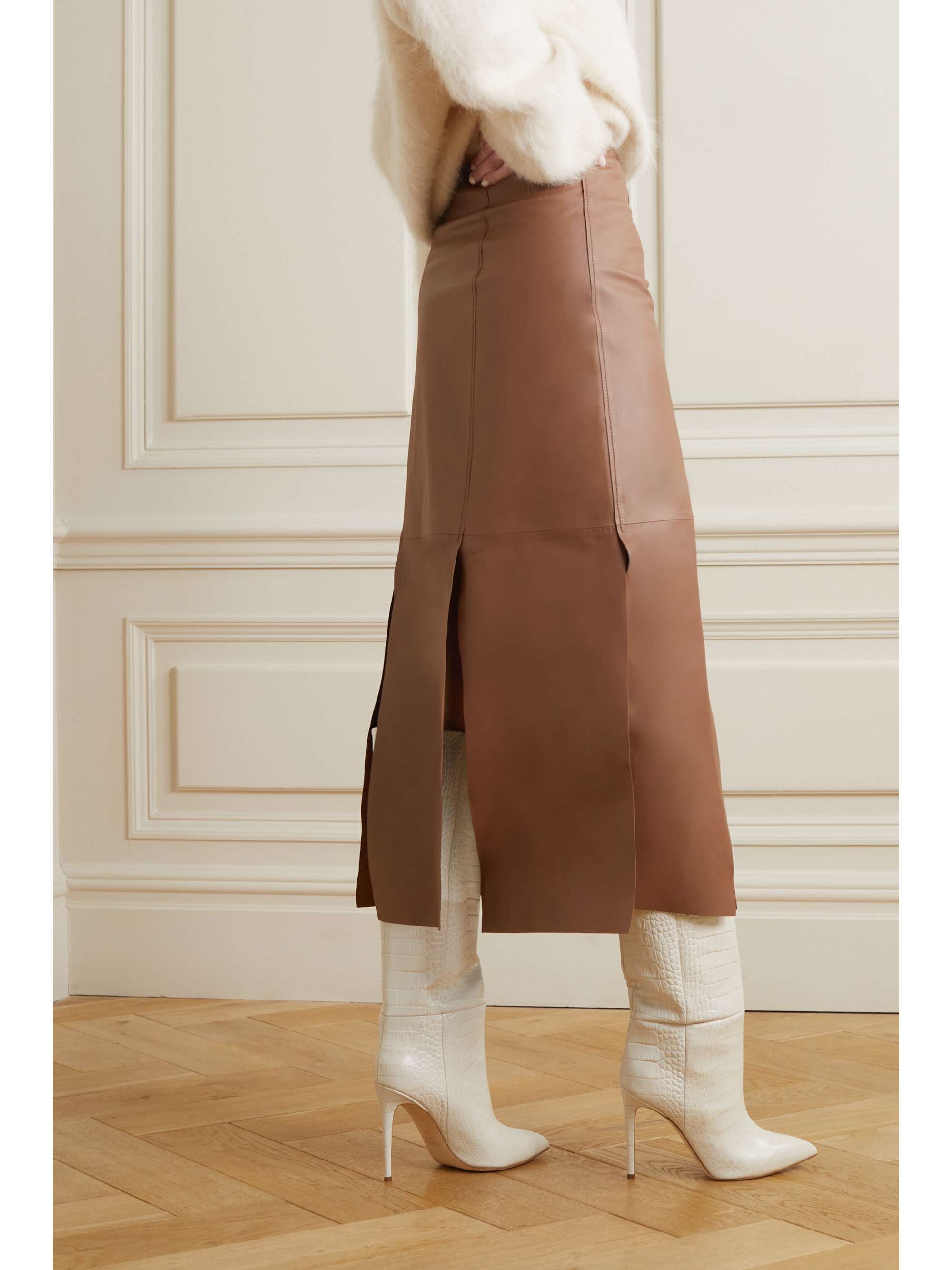 BY MALENE BIRGER Lunes paneled leather midi skirt