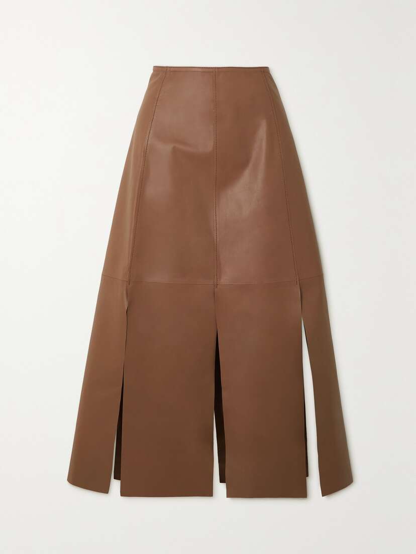 By Malene Birger Lunes Paneled Leather Midi Skirt