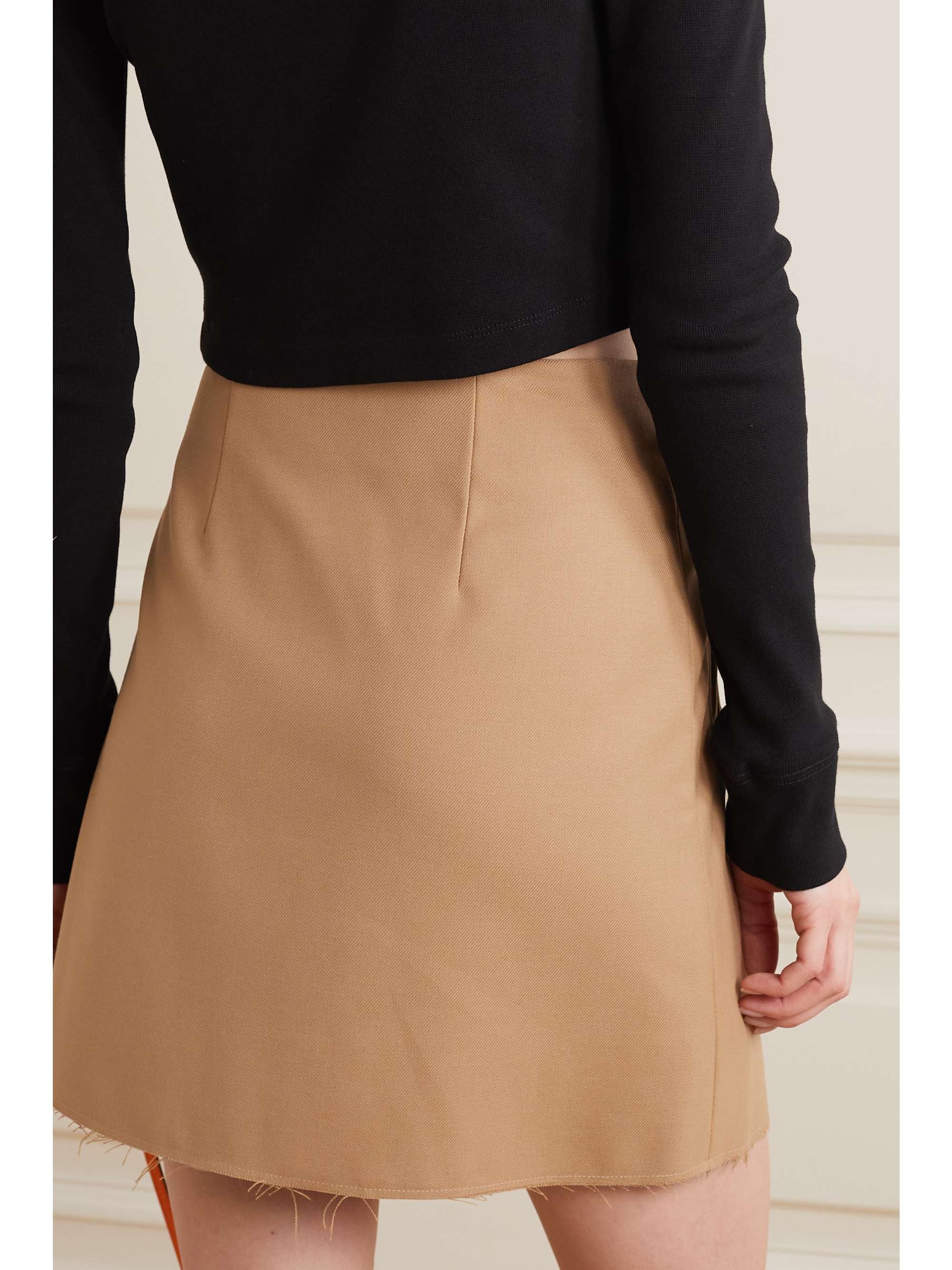 BY MALENE BIRGER Esmaa frayed stretch recycled-twill mini wrap skirt