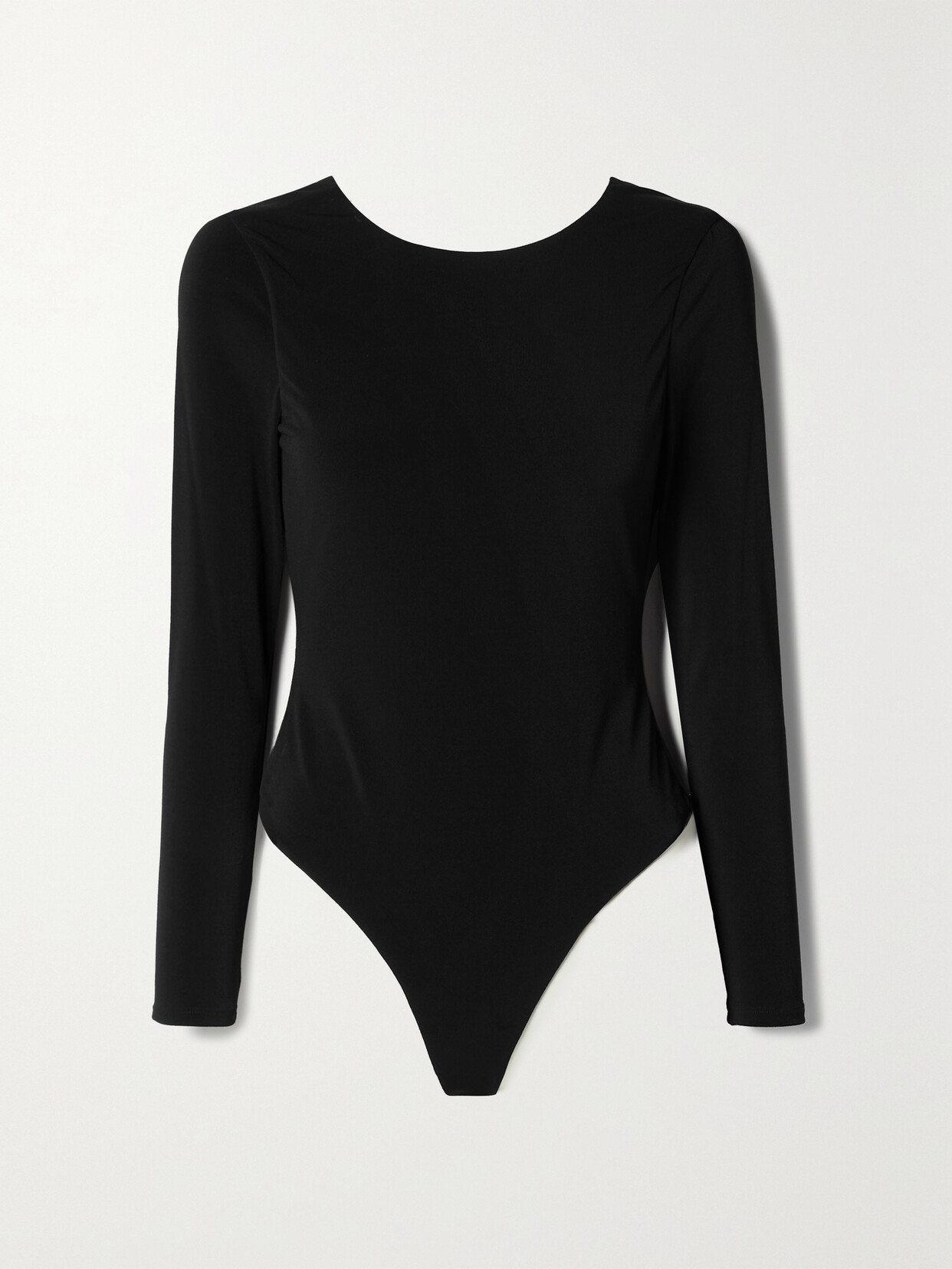 Alice + Olivia Marcella Open-back Chain-embellished Stretch-jersey Thong Bodysuit - Black