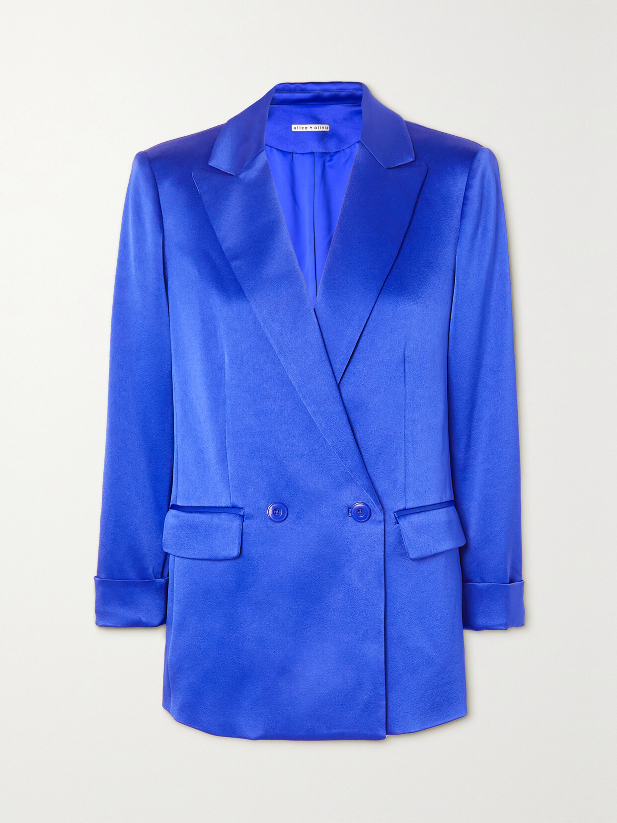 Alice + Olivia - Justin Double-breasted Satin Blazer - Blue