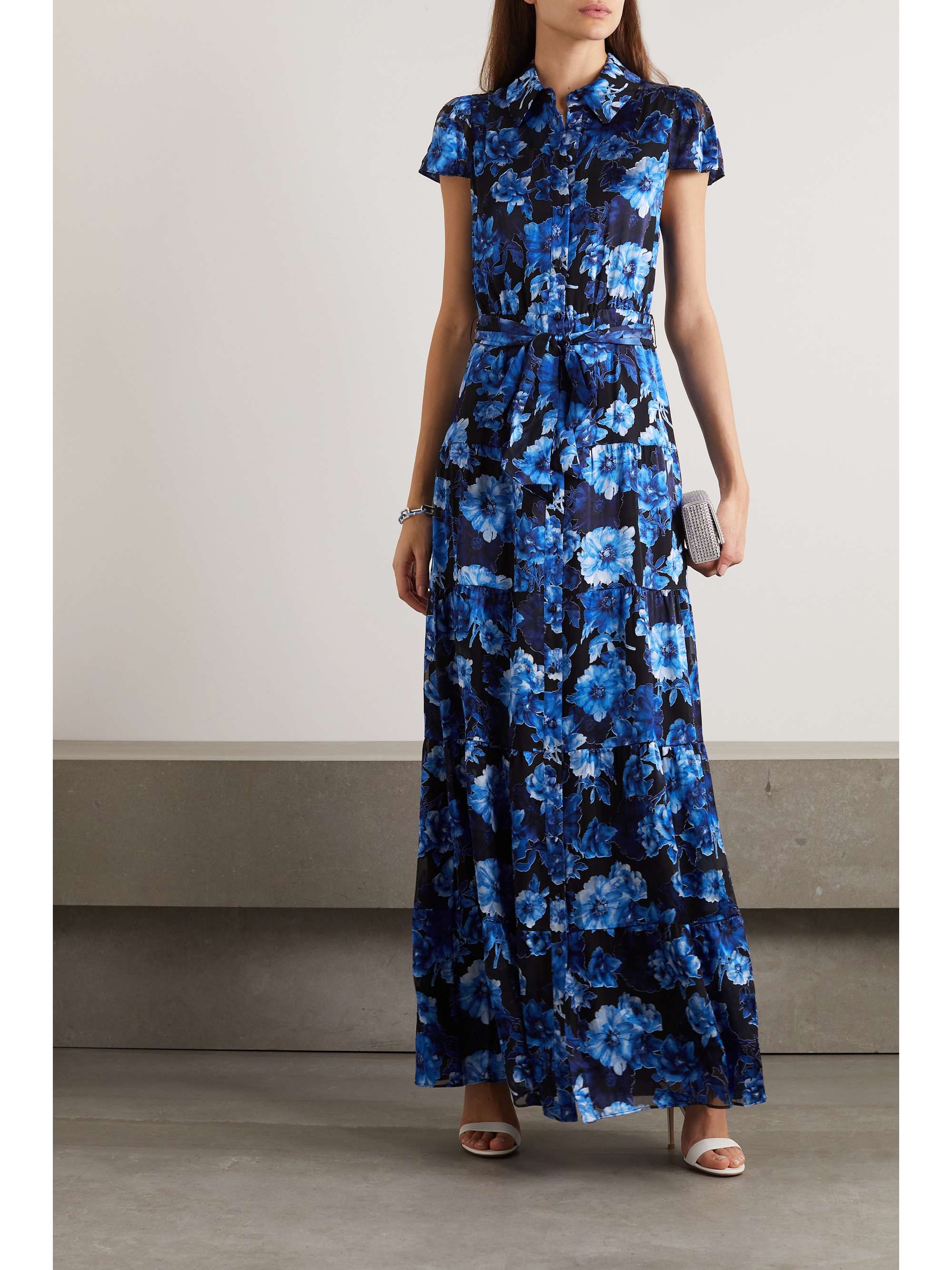 ALICE + OLIVIA Miranda tiered floral-print voile maxi shirt dress | NET ...