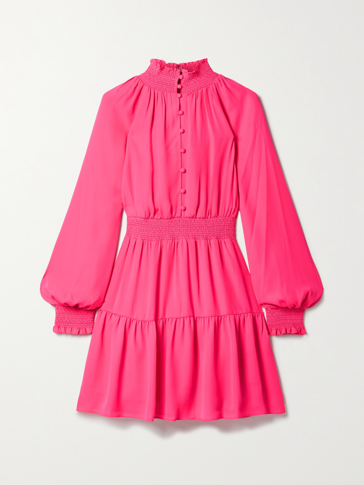 Alice + Olivia - Lavinia Smocked Crepe De Chine Mini Dress - Pink