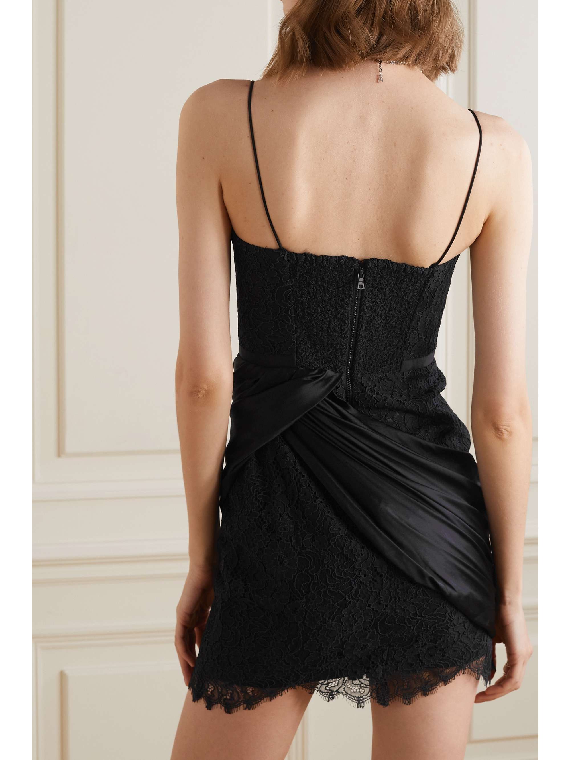 ALICE + OLIVIA Rose draped stretch-silk and lace mini dress