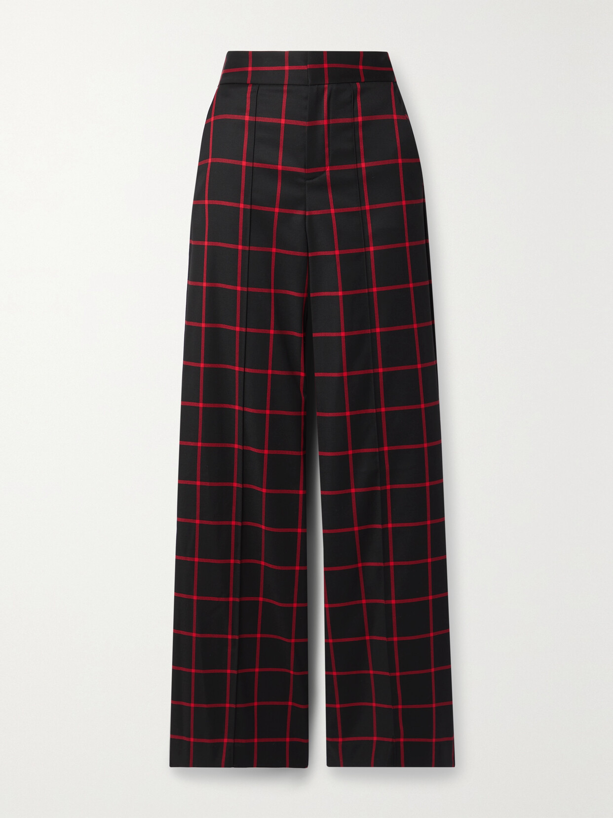 Alice + Olivia - Dylan Checked Twill Wide-leg Pants - Black