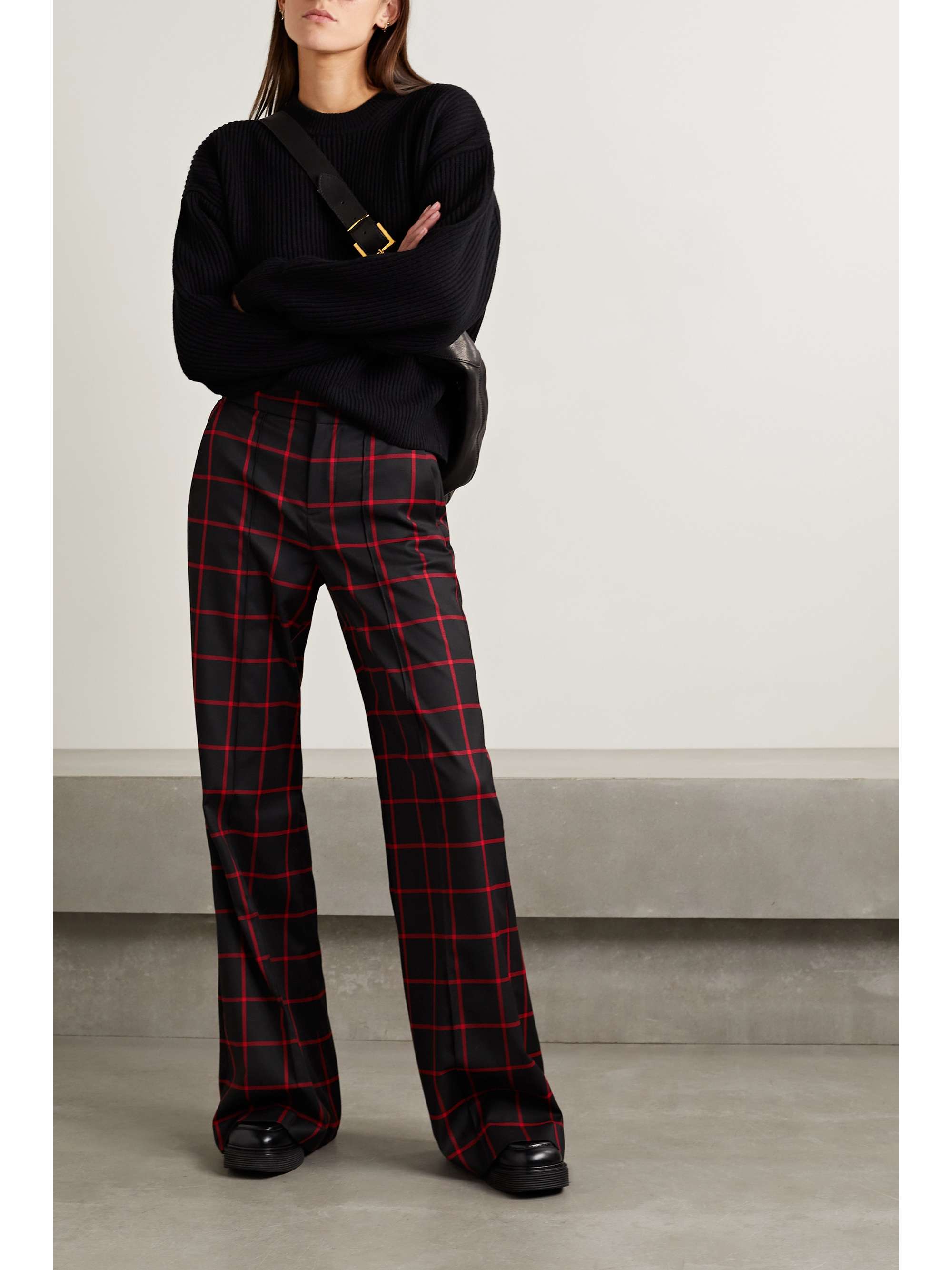 ALICE + OLIVIA Dylan checked twill wide-leg pants | NET-A-PORTER