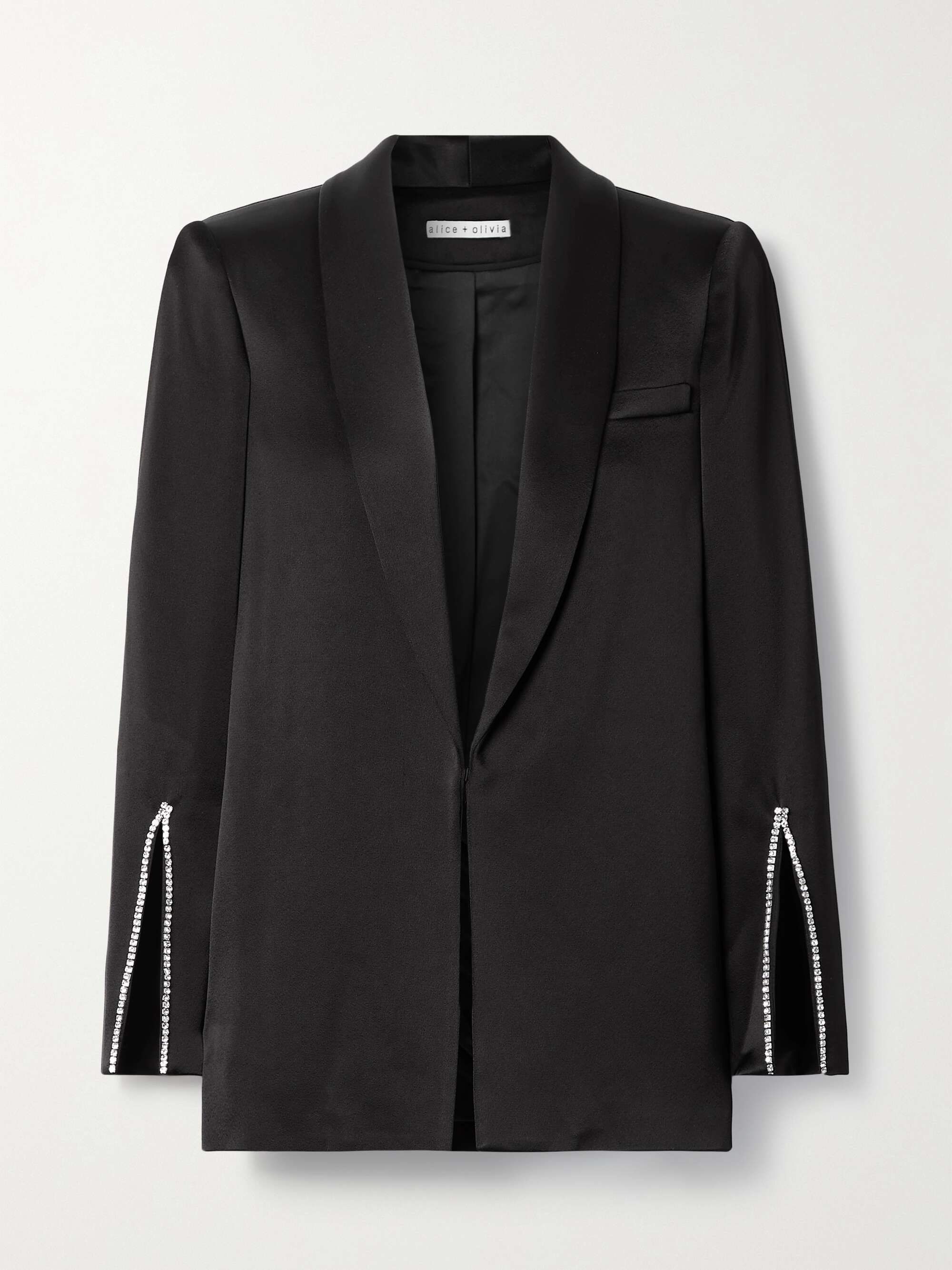 ALICE OLIVIA Jace crystal embellished satin crepe blazer NET A