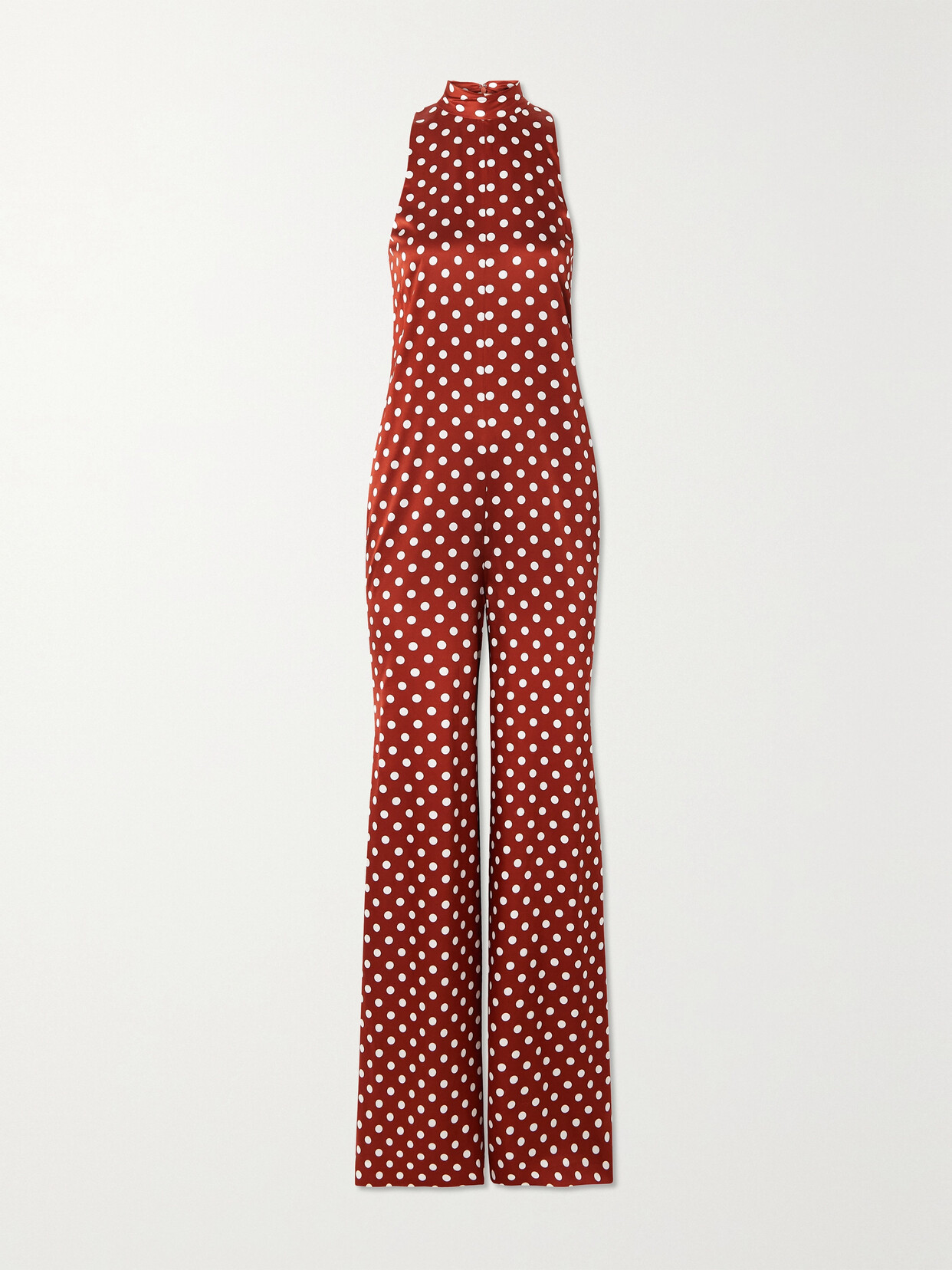 CAROLINE CONSTAS - Meredith Polka-dot Silk-blend Satin Jumpsuit - Brown