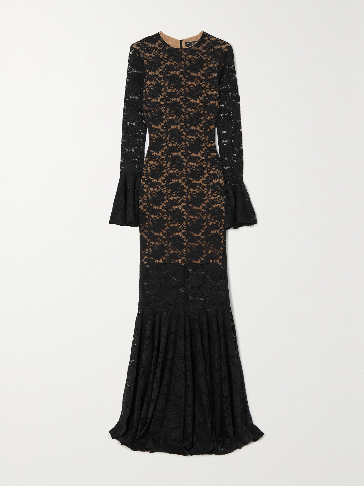 CAROLINE CONSTAS - Allonia Ruffled Stretch-corded Lace Gown - Black