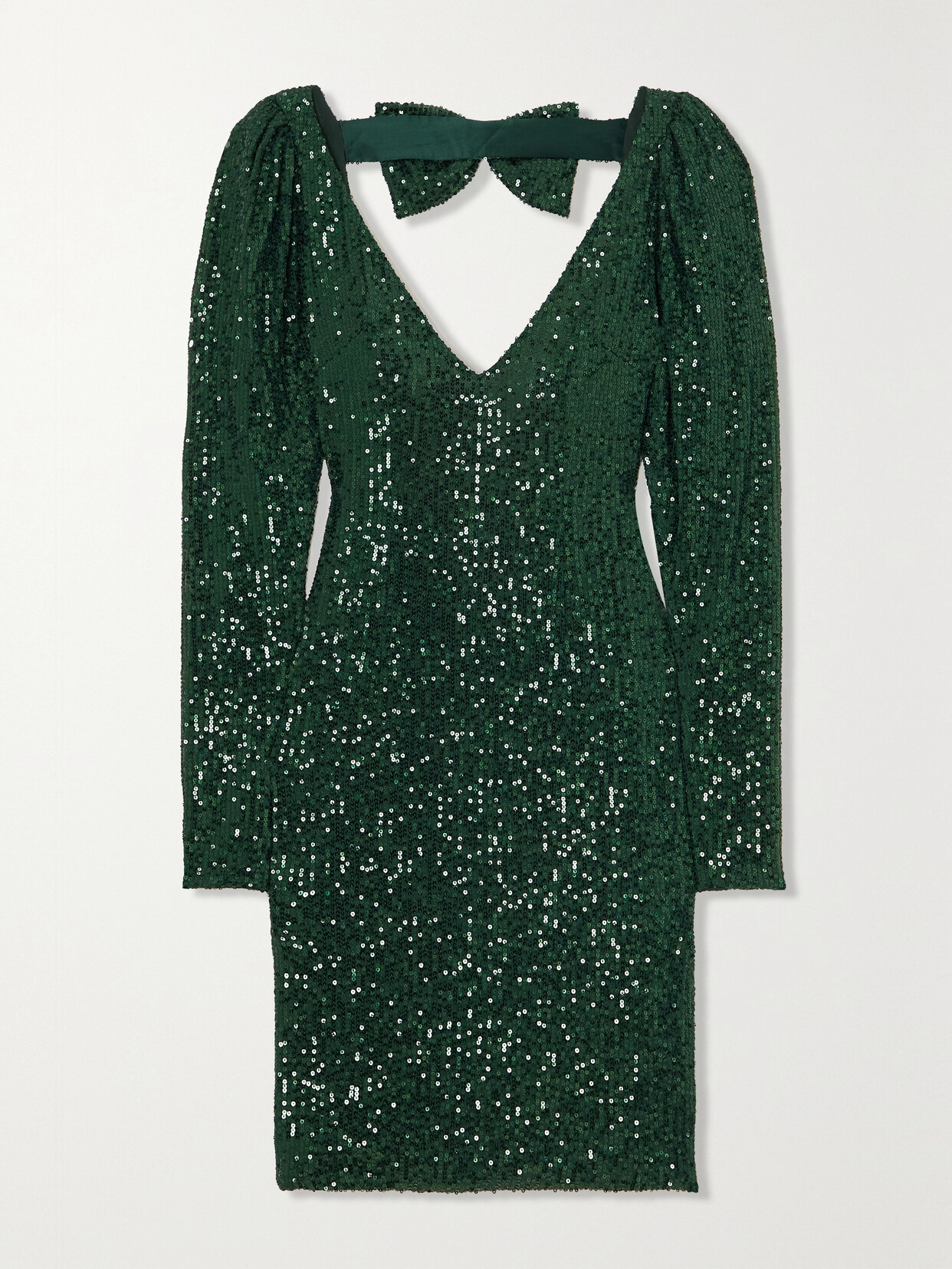 CAROLINE CONSTAS Julia Bow-detailed Sequined Tulle Mini Dress