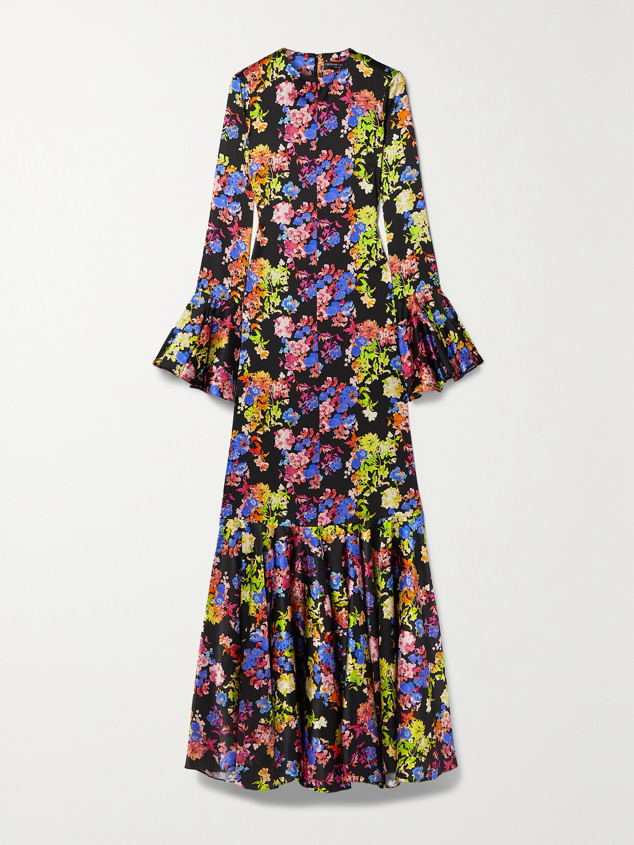 CAROLINE CONSTAS - Allonia Floral-print Stretch-silk Gown - Black