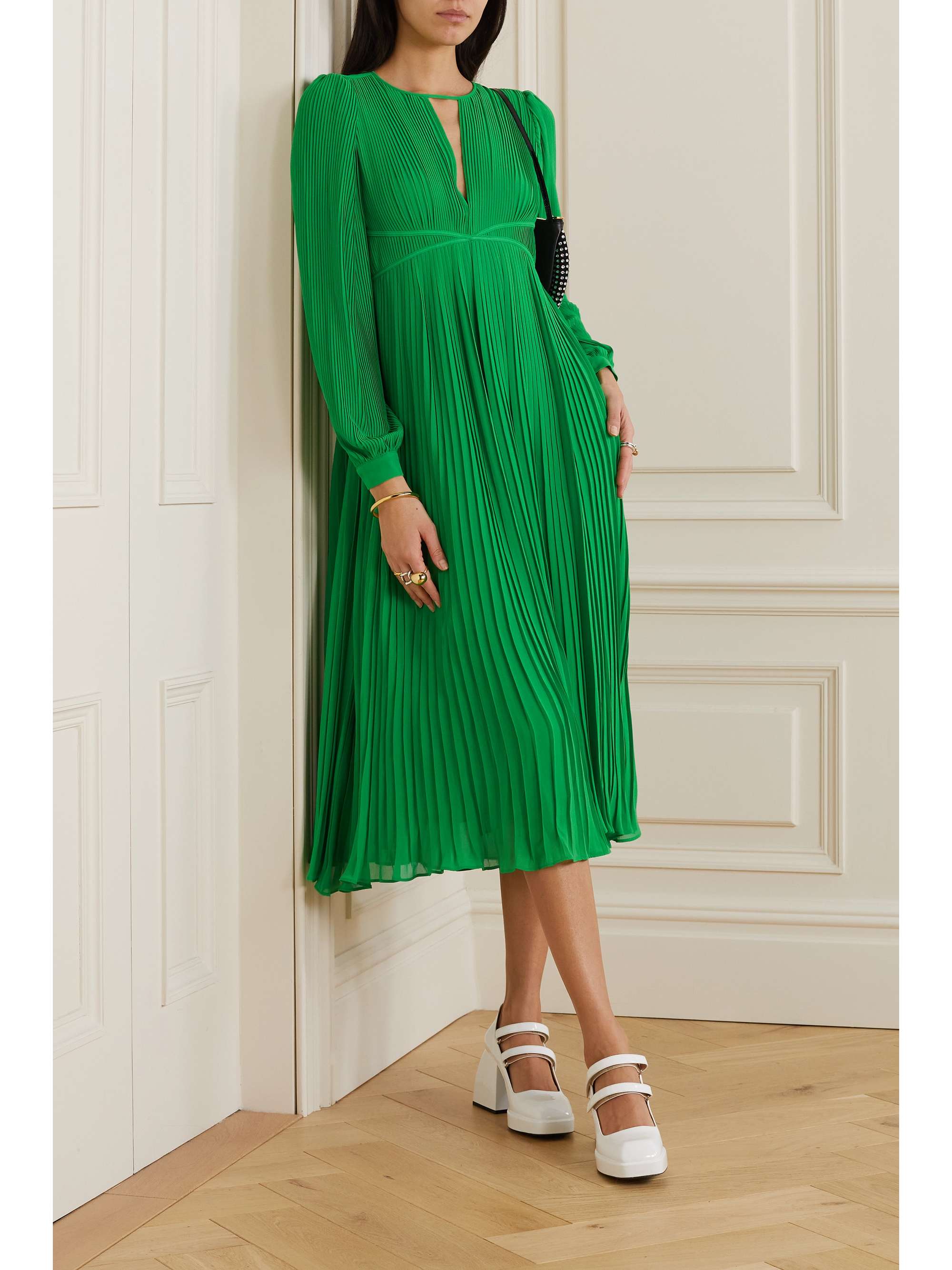 MICHAEL MICHAEL KORS Plissé-georgette midi dress | NET-A-PORTER