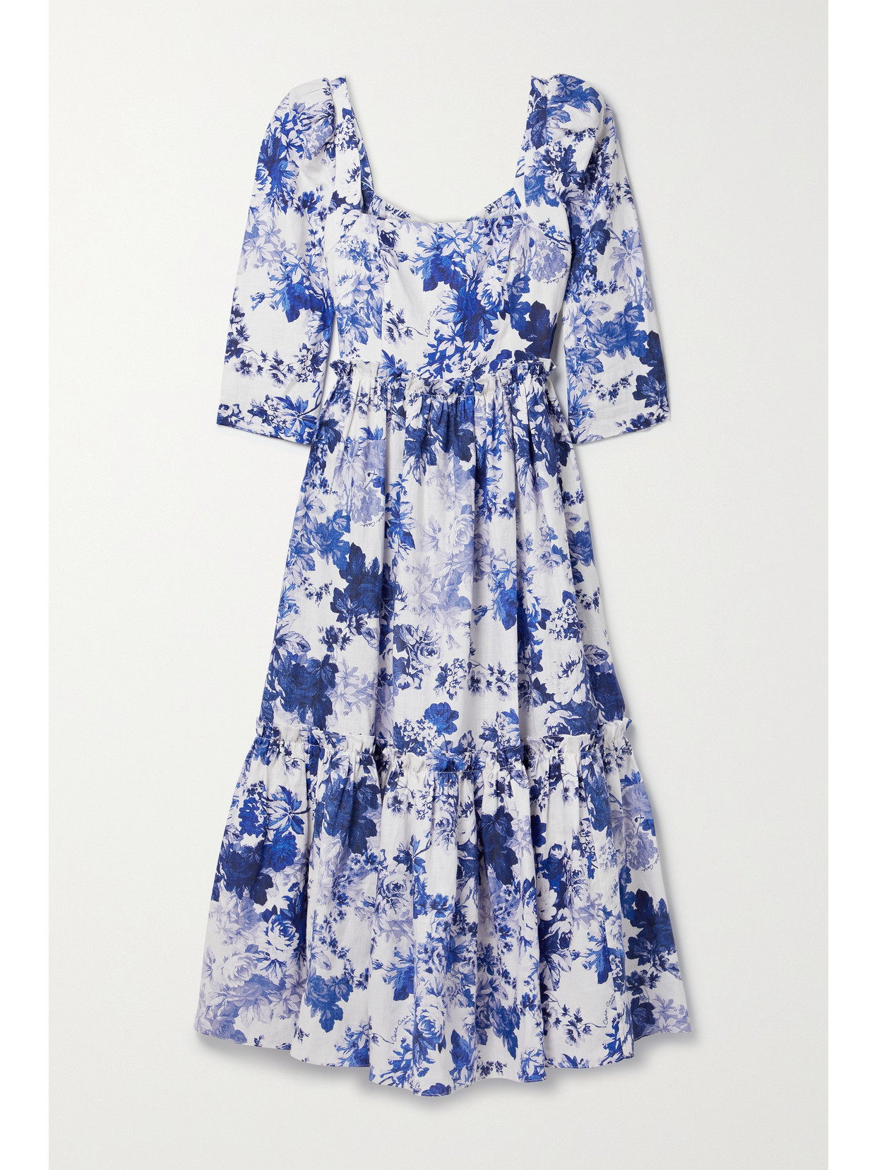 Cara Cara - Blue Hill Floral-print Tiered Cotton-poplin Dress - US0