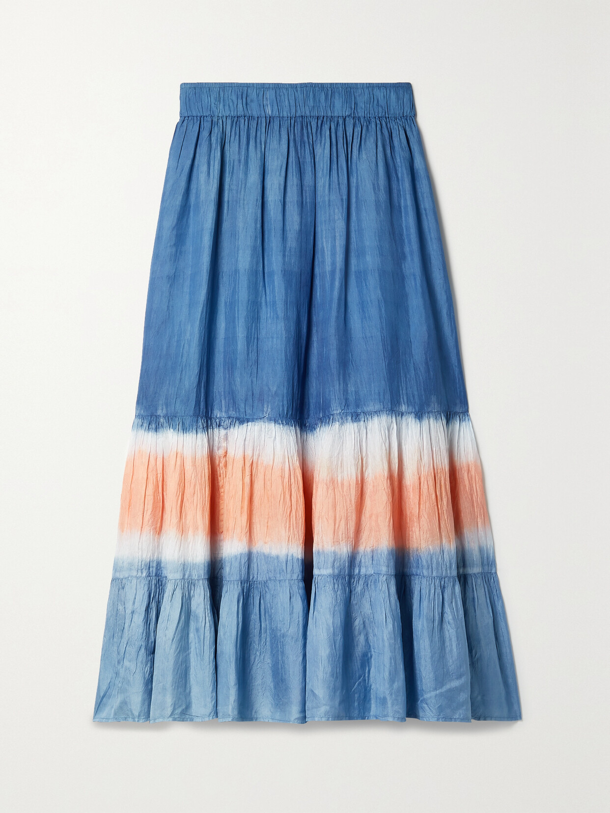 Cara Cara - Amanda Tiered Tie-dyed Silk-crepe Midi Skirt - Blue