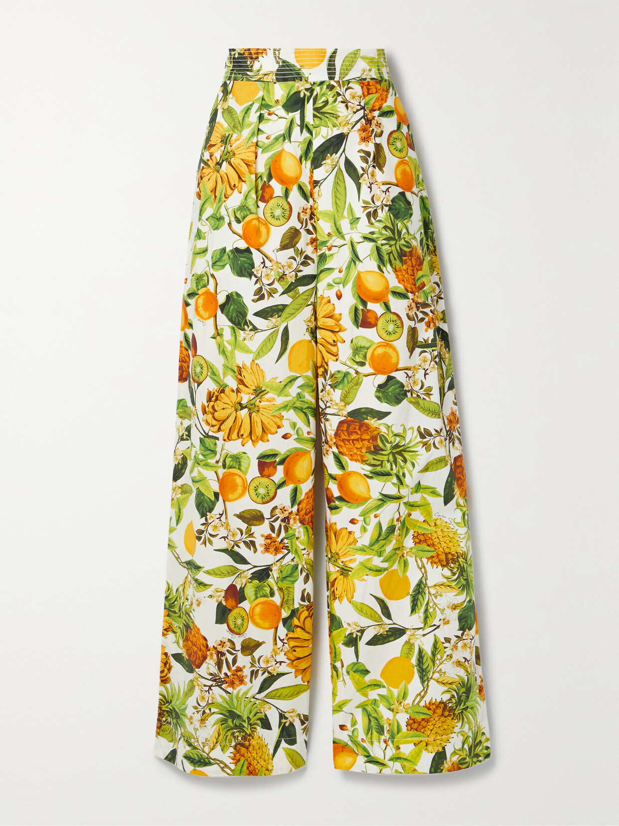 CARA CARA JOSEPHINE PRINTED COTTON-POPLIN WIDE-LEG PANTS
