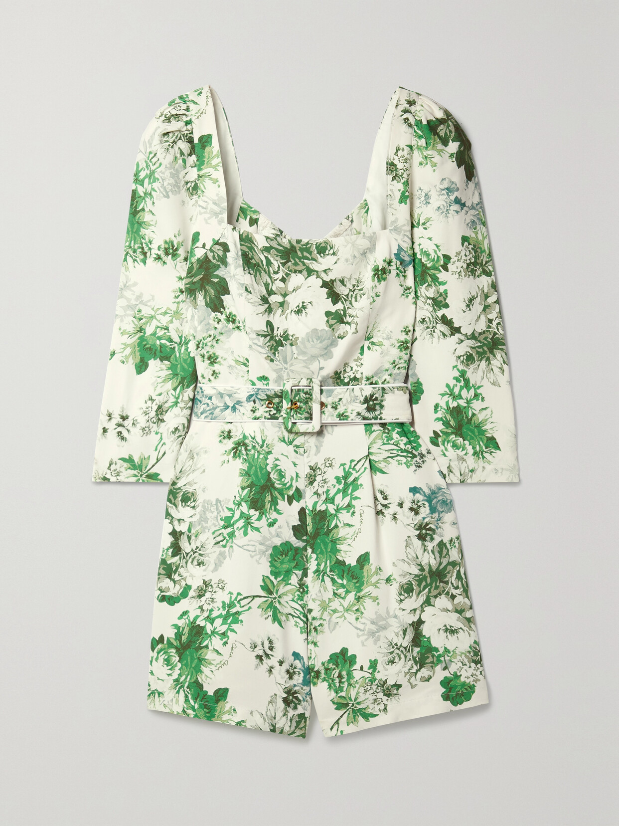 Cara Cara - Penelope Belted Floral-print Crepe Playsuit - Green