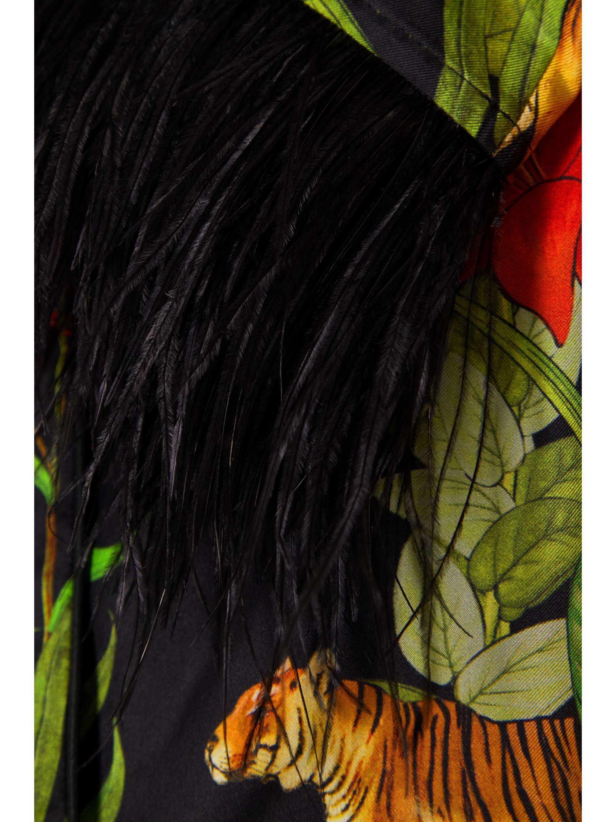 BORGO DE NOR Eden Hemd aus Seiden-Twill mit Blumenprint und Federn