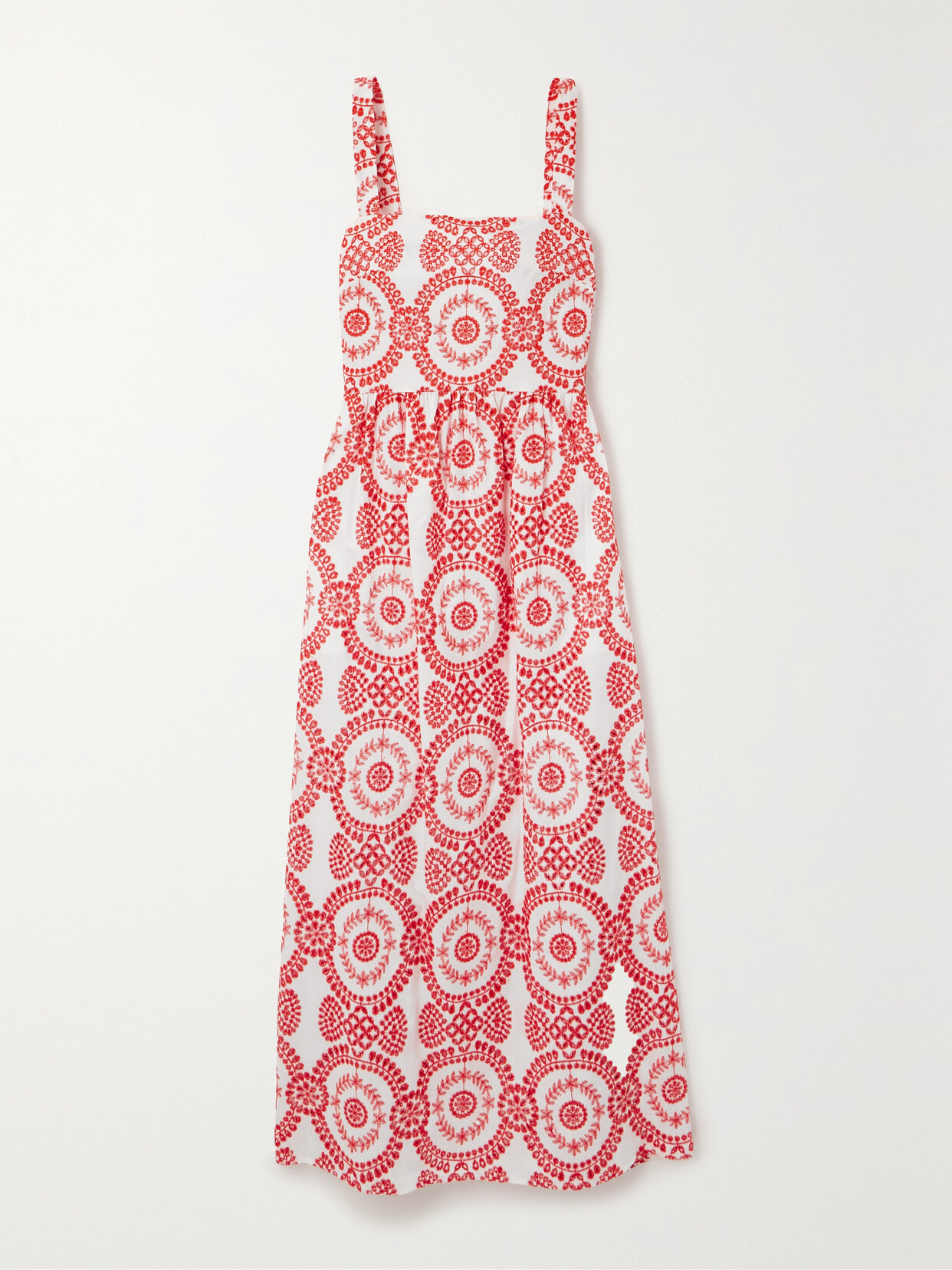 Borgo de Nor Ninet Broderie Anglaise Cotton Maxi Dress - Red
