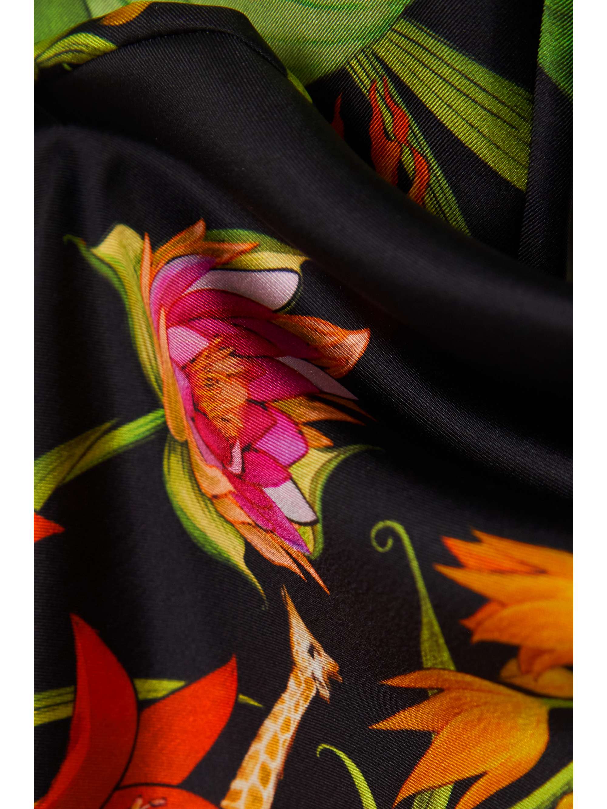 BORGO DE NOR Eden Hose mit geradem Bein aus Seiden-Twill mit Blumenprint und Federn