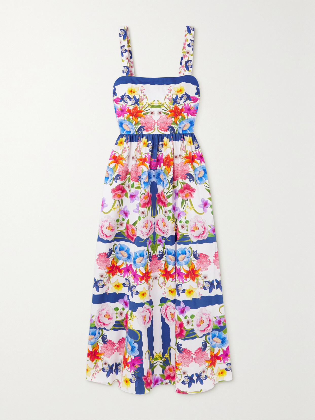 Borgo de Nor Ninet Floral-print Cotton Maxi Dress - Blue