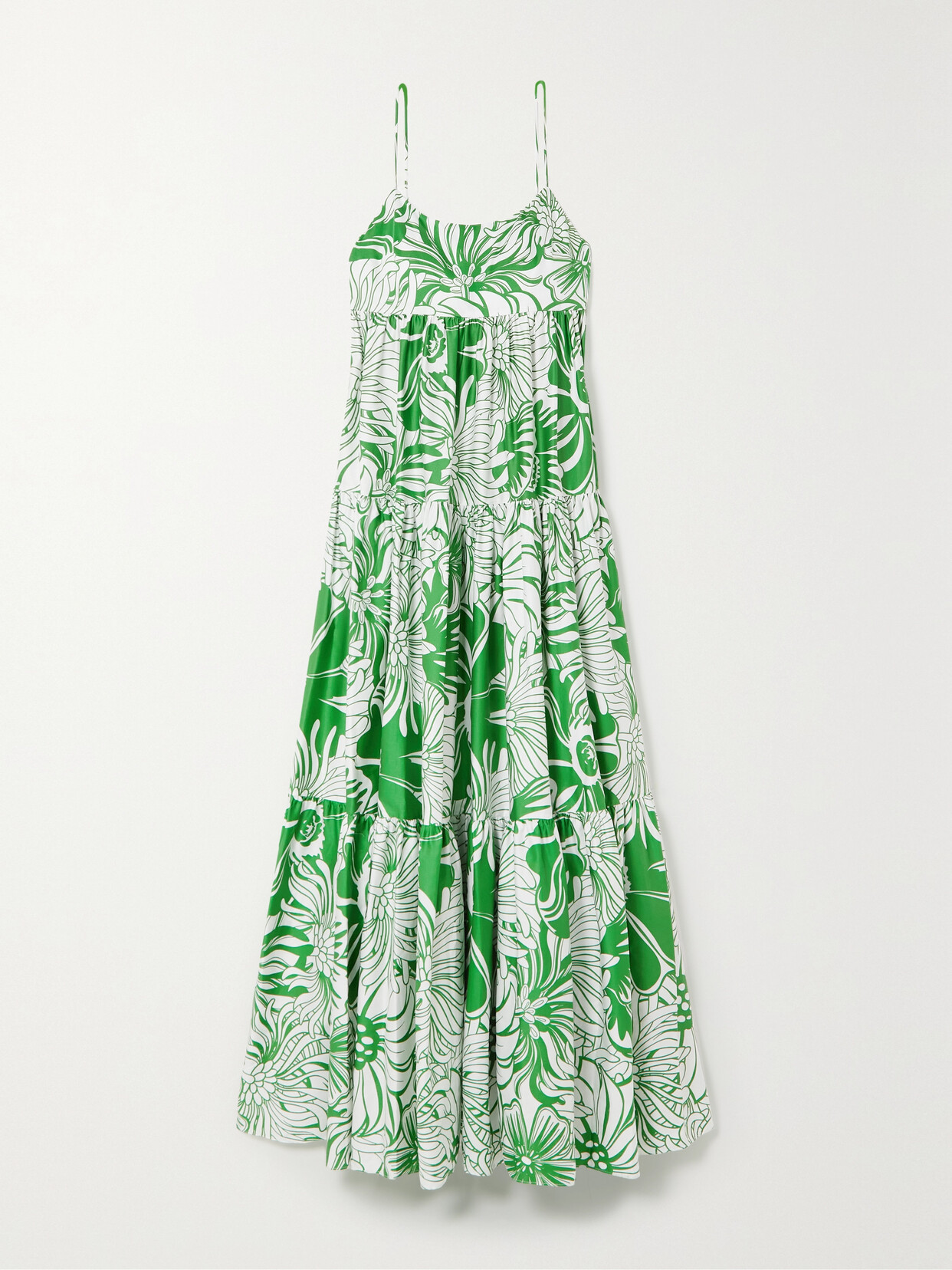 Borgo de Nor - Merle Tiered Floral-print Cotton Maxi Dress - Green