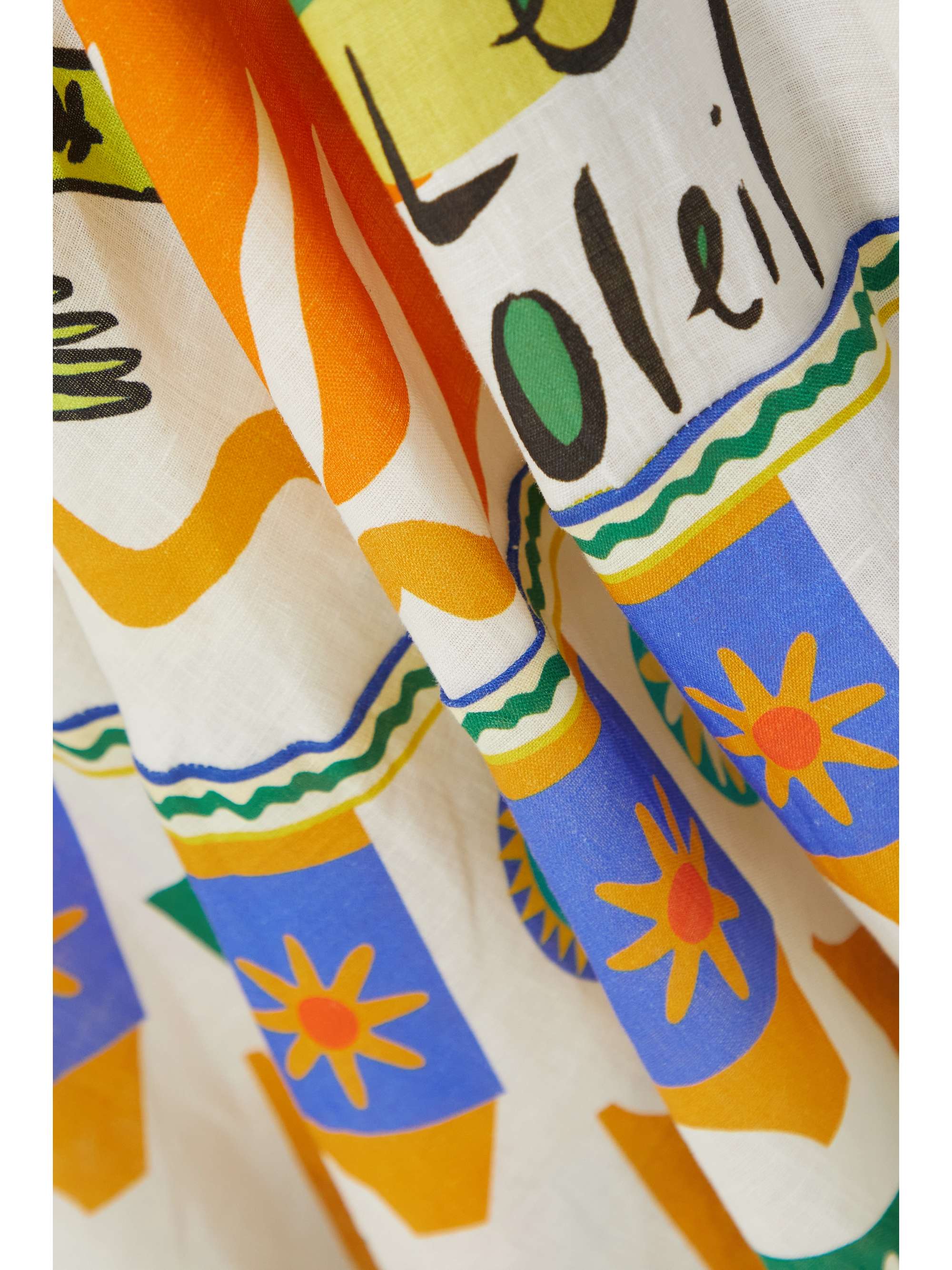 Ivory Soleil printed linen midi dress | ALÃMAIS | NET-A-PORTER