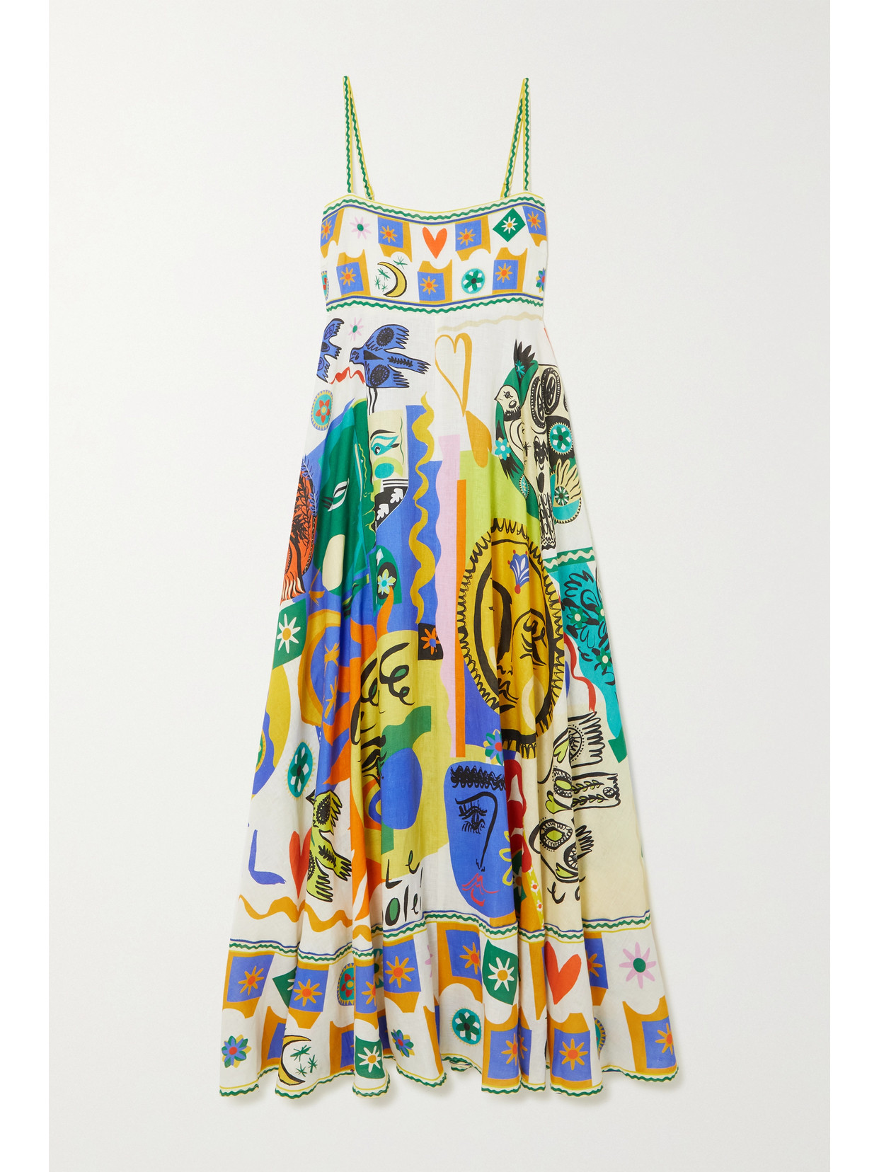 ALEMAIS SOLEIL PRINTED LINEN MIDI DRESS