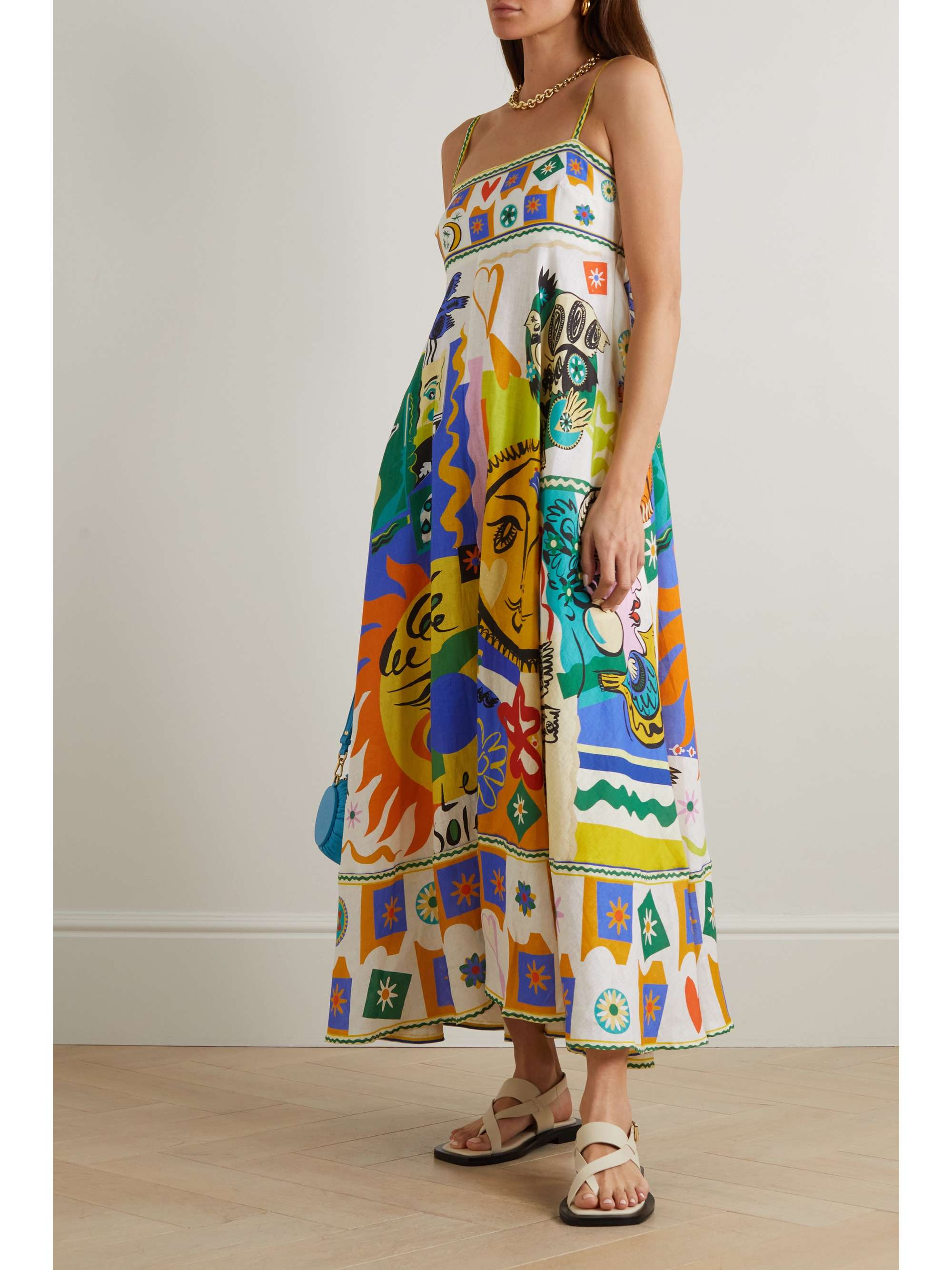 ALÉMAIS Soleil printed linen midi dress NETAPORTER