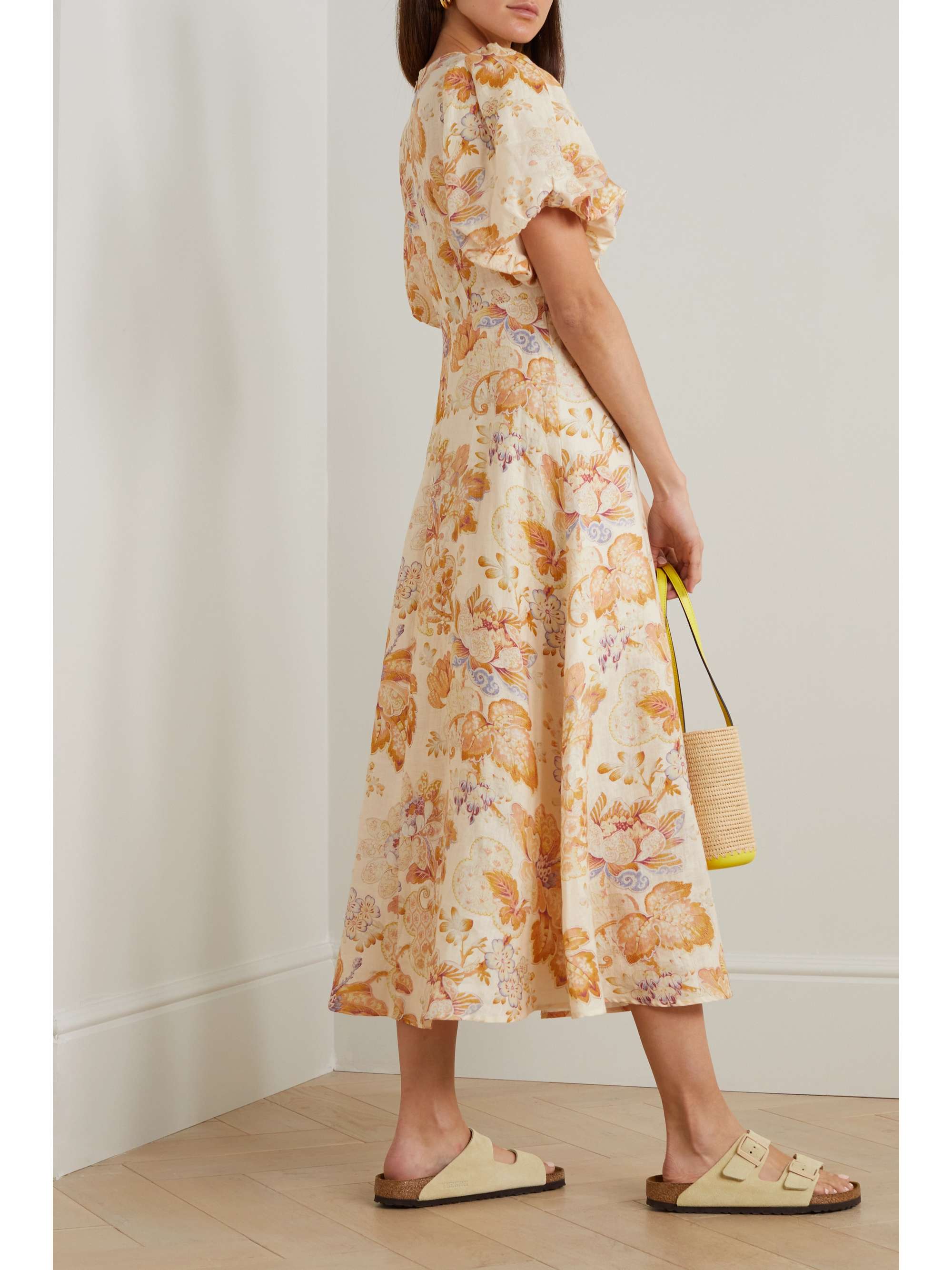ALÉMAIS Philomena floral-print linen midi dress | NET-A-PORTER