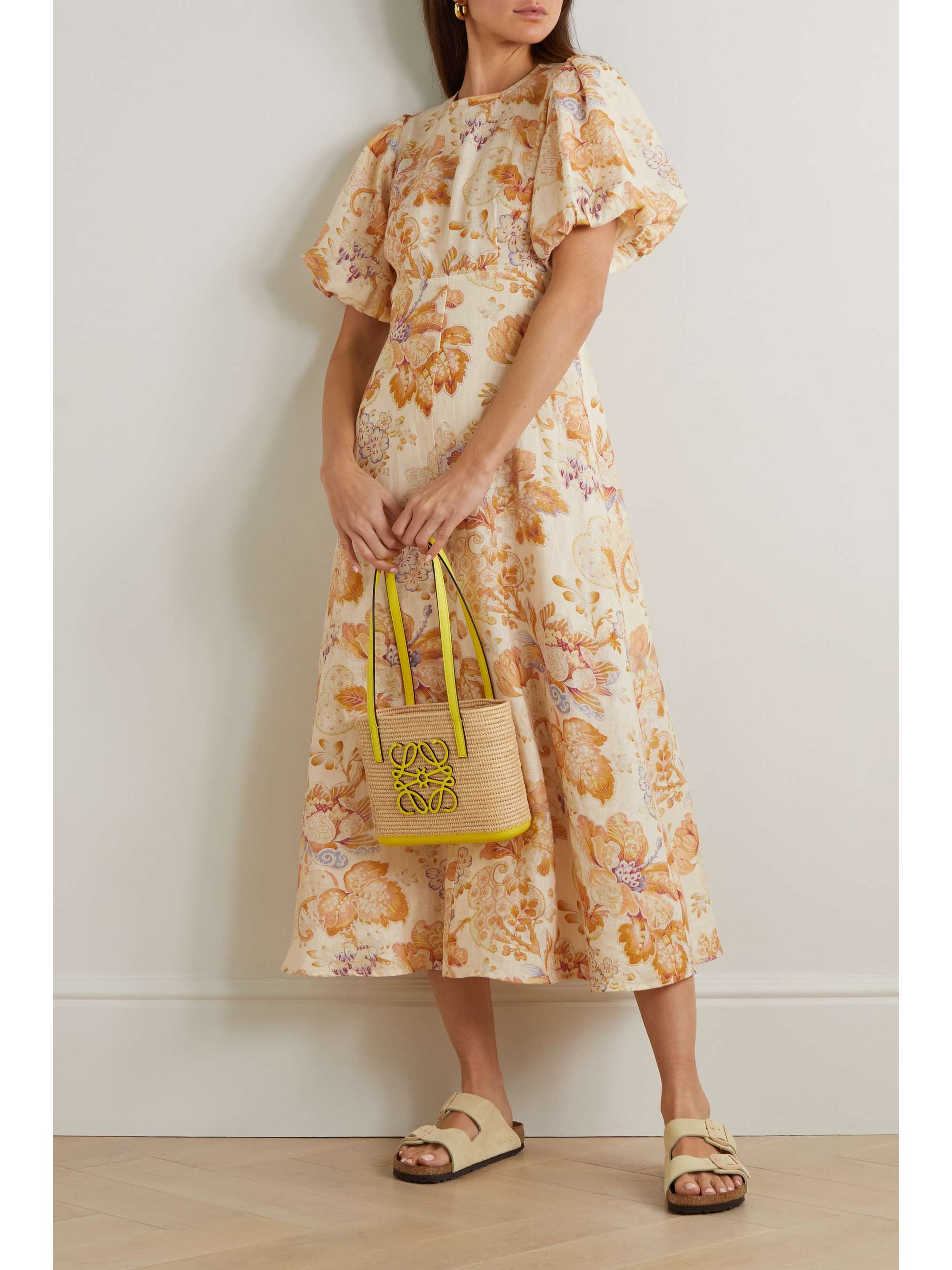 ALÉMAIS Philomena floral-print linen midi dress | NET-A-PORTER