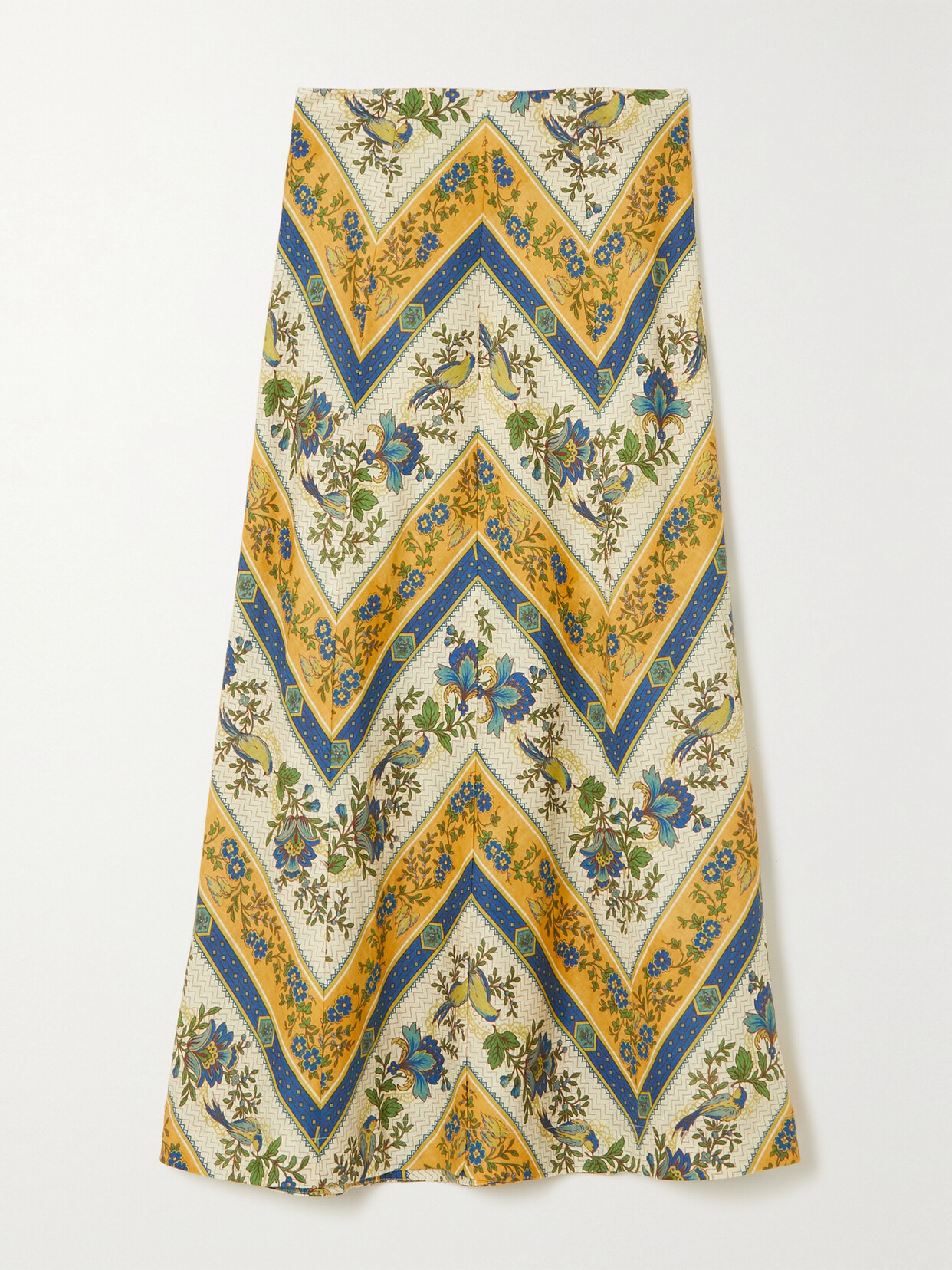 ALÉMAIS - Quinn Printed Linen Maxi Skirt - Blue