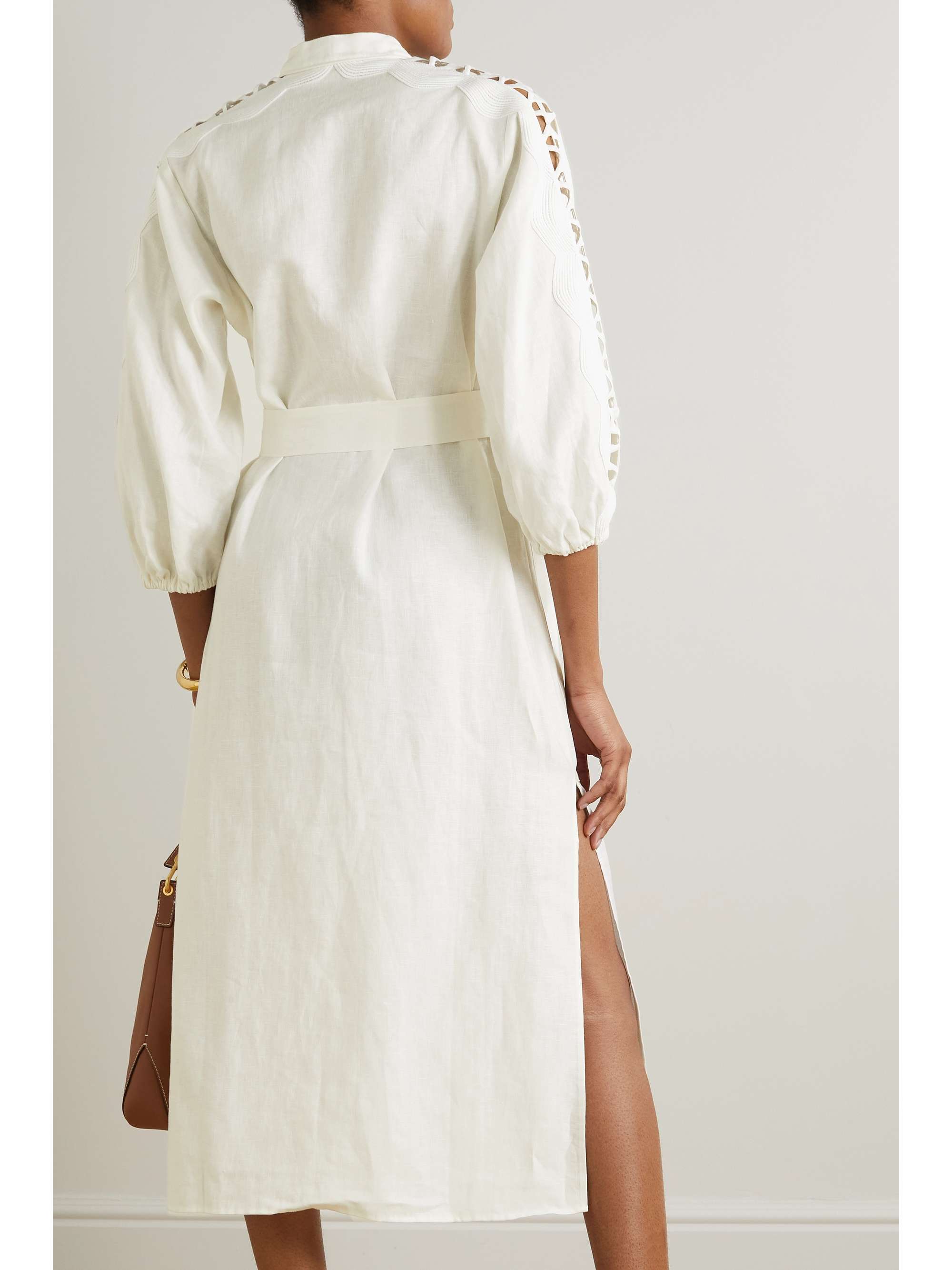 OROTON Geo Ric Rac linen and lace midi dress NETAPORTER