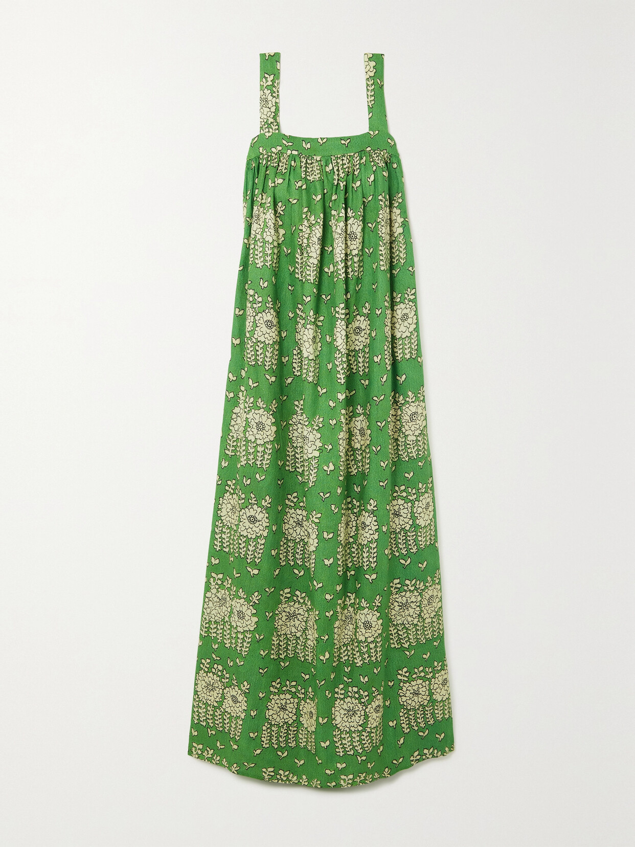 Oroton - Posie Floral-print Linen Maxi Dress - Green