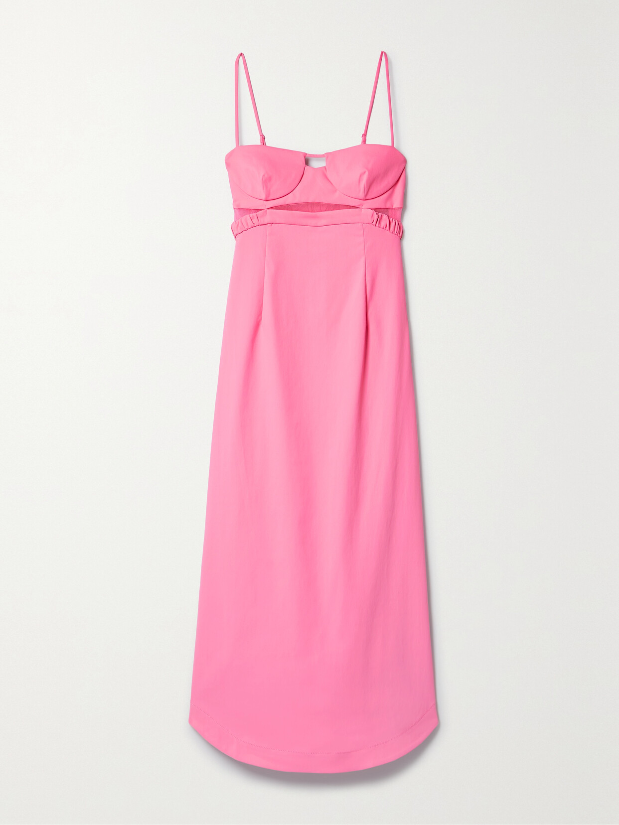 Simkhai Alessi Mesh-trimmed Stretch-poplin Midi Dress In Pink