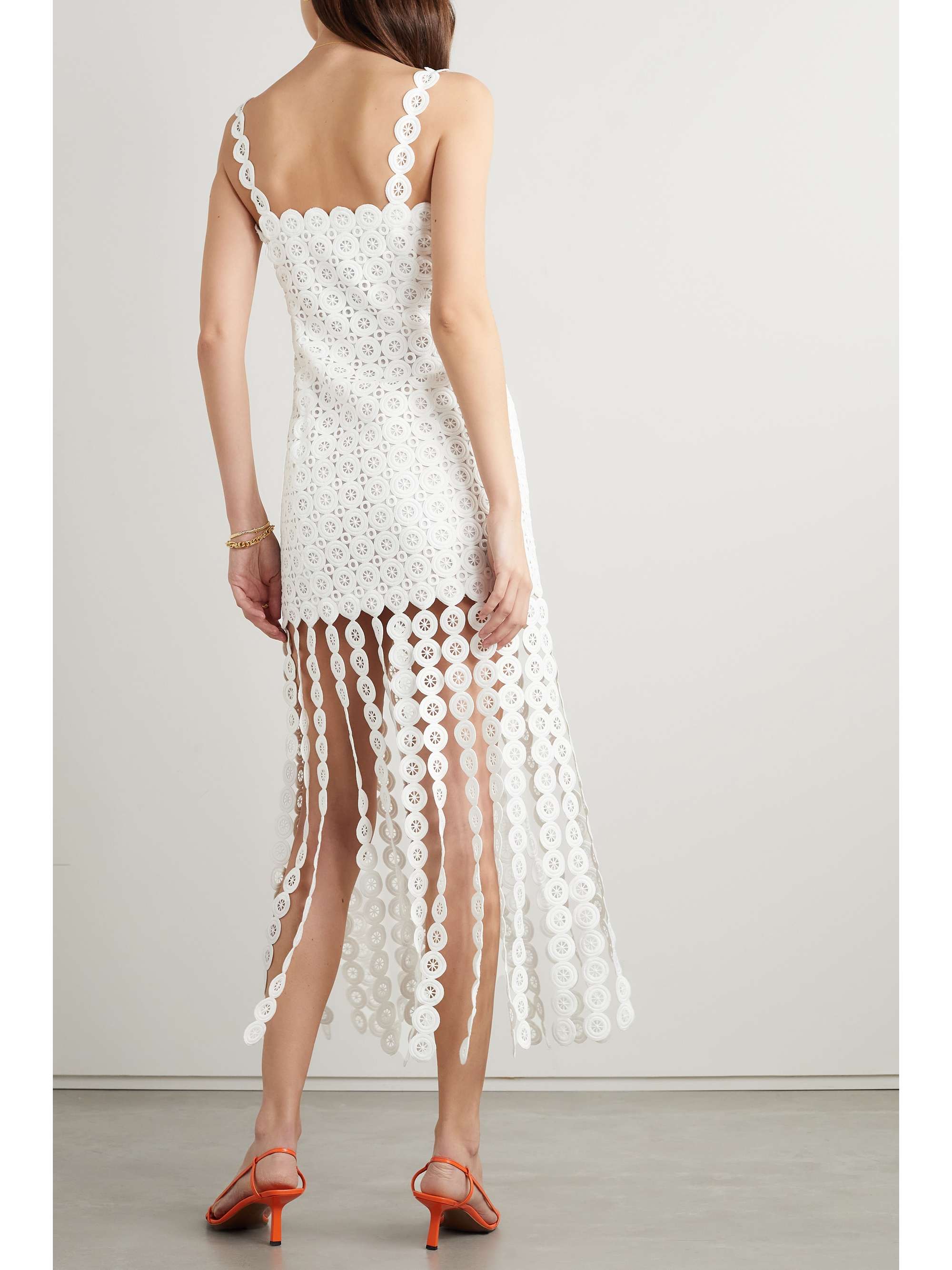 SIMKHAI Jaycee fringed crochet kniteffect mesh dress NETAPORTER