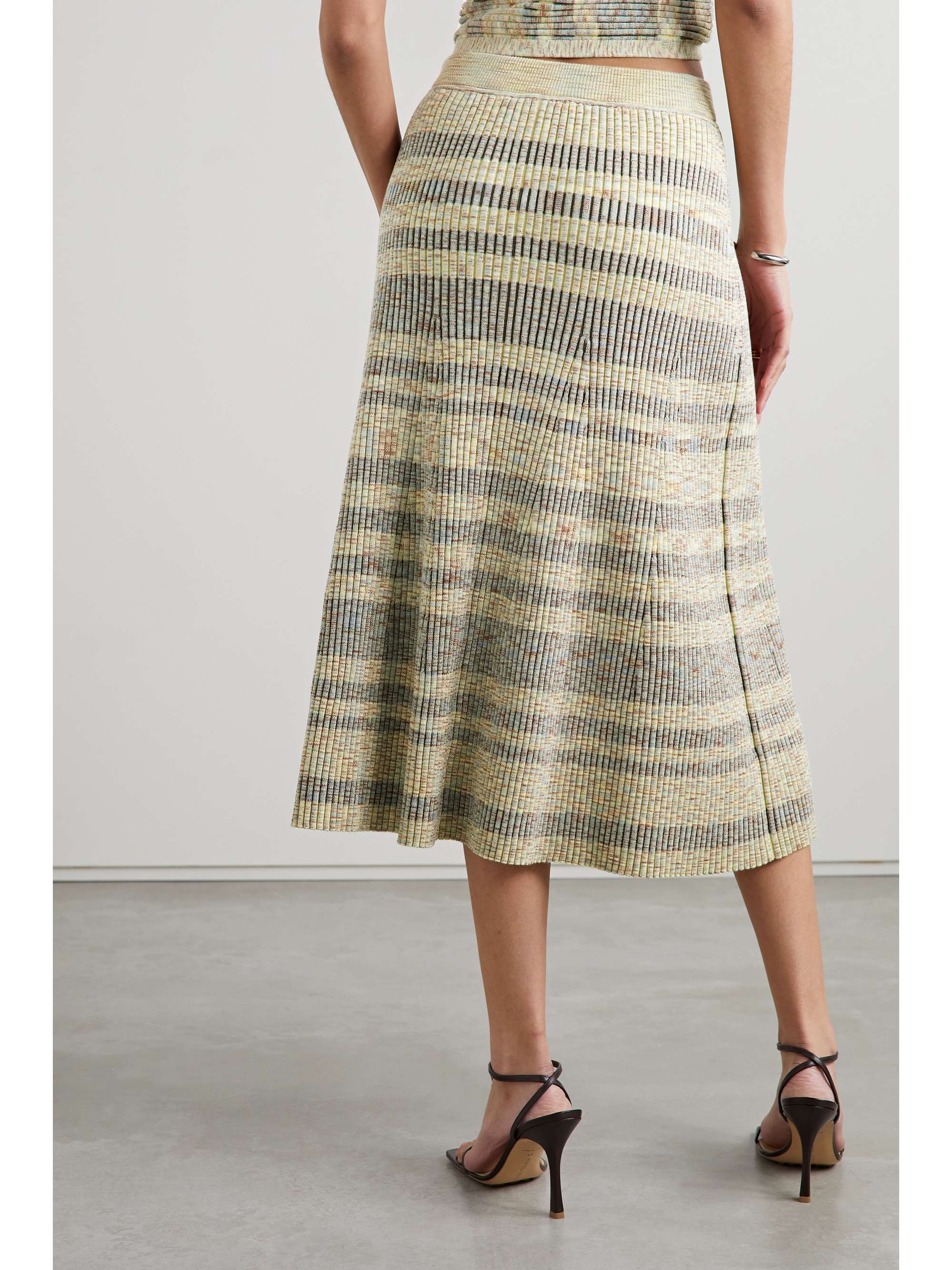 SIMKHAI Simona ribbed cottonblend jacquard midi skirt NETAPORTER