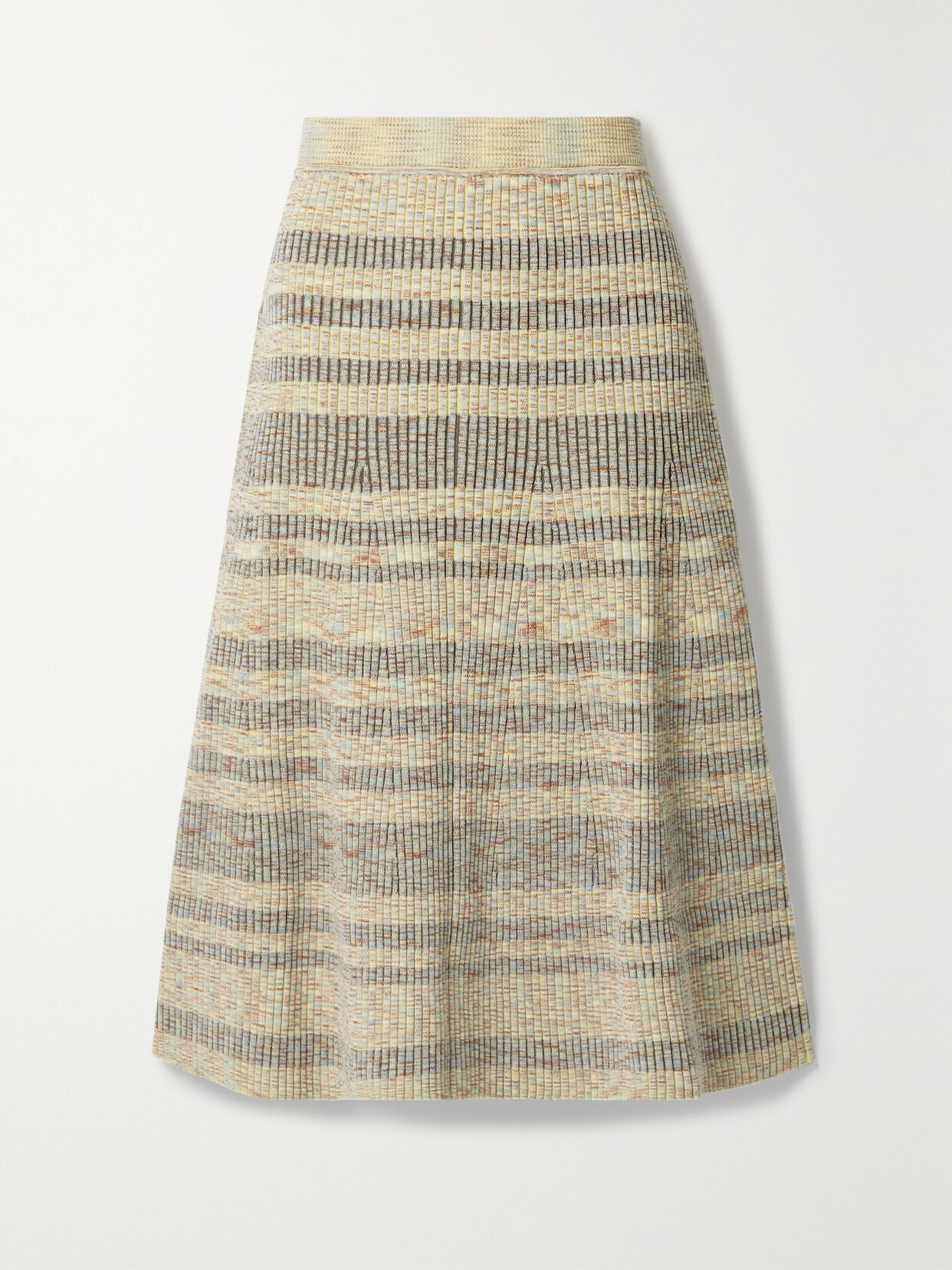 SIMKHAI Simona Ribbed Cotton-blend Jacquard Midi Skirt - Neutrals